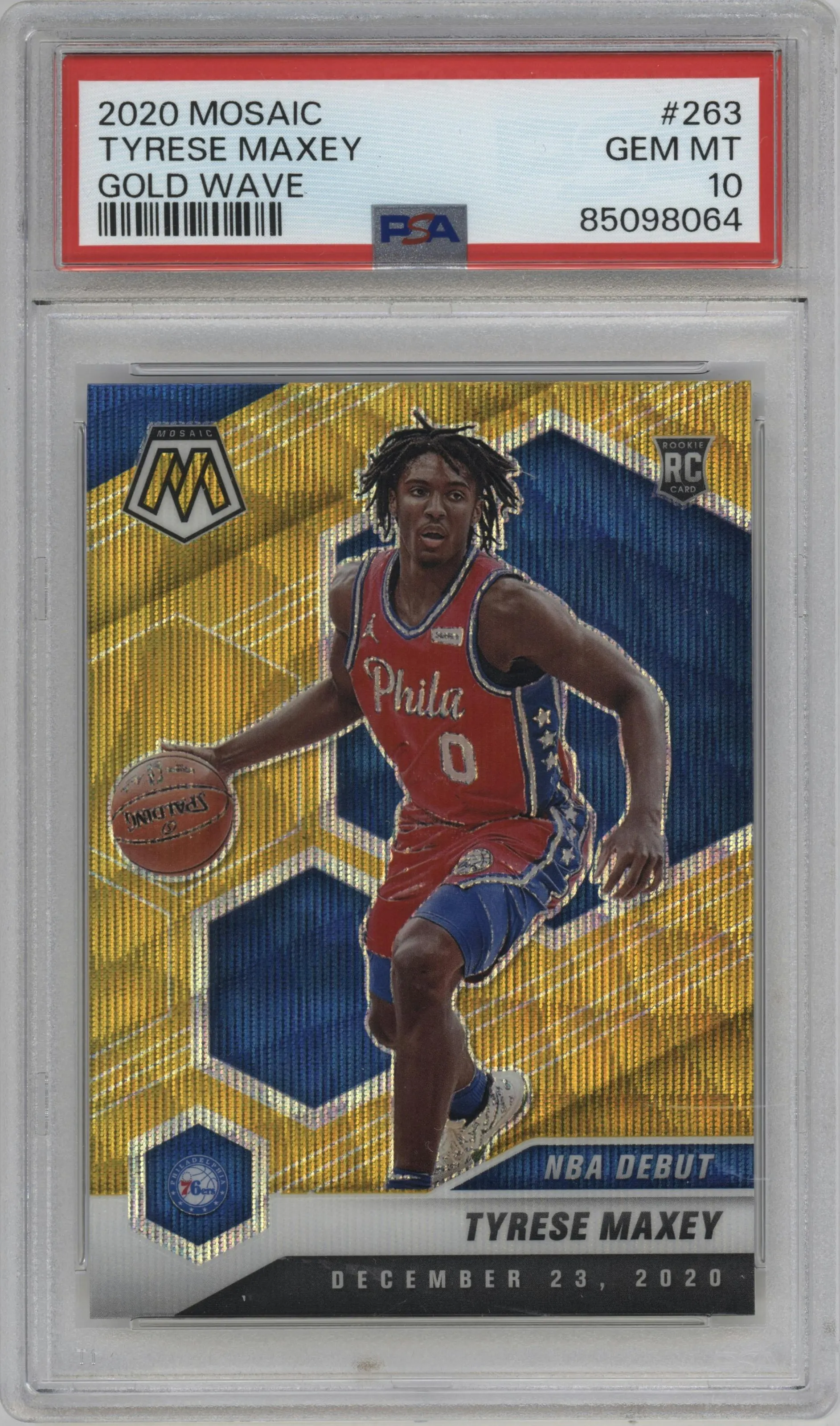 2020 Panini Mosaic Tyrese Maxey Gold Wave #263 PSA 10