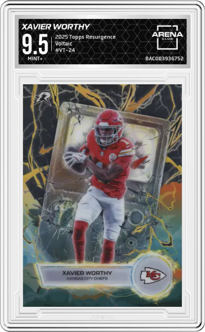 2025 Topps Resurgence Voltaic Xavier Worthy #VT-24 ARENA CLUB 9.5