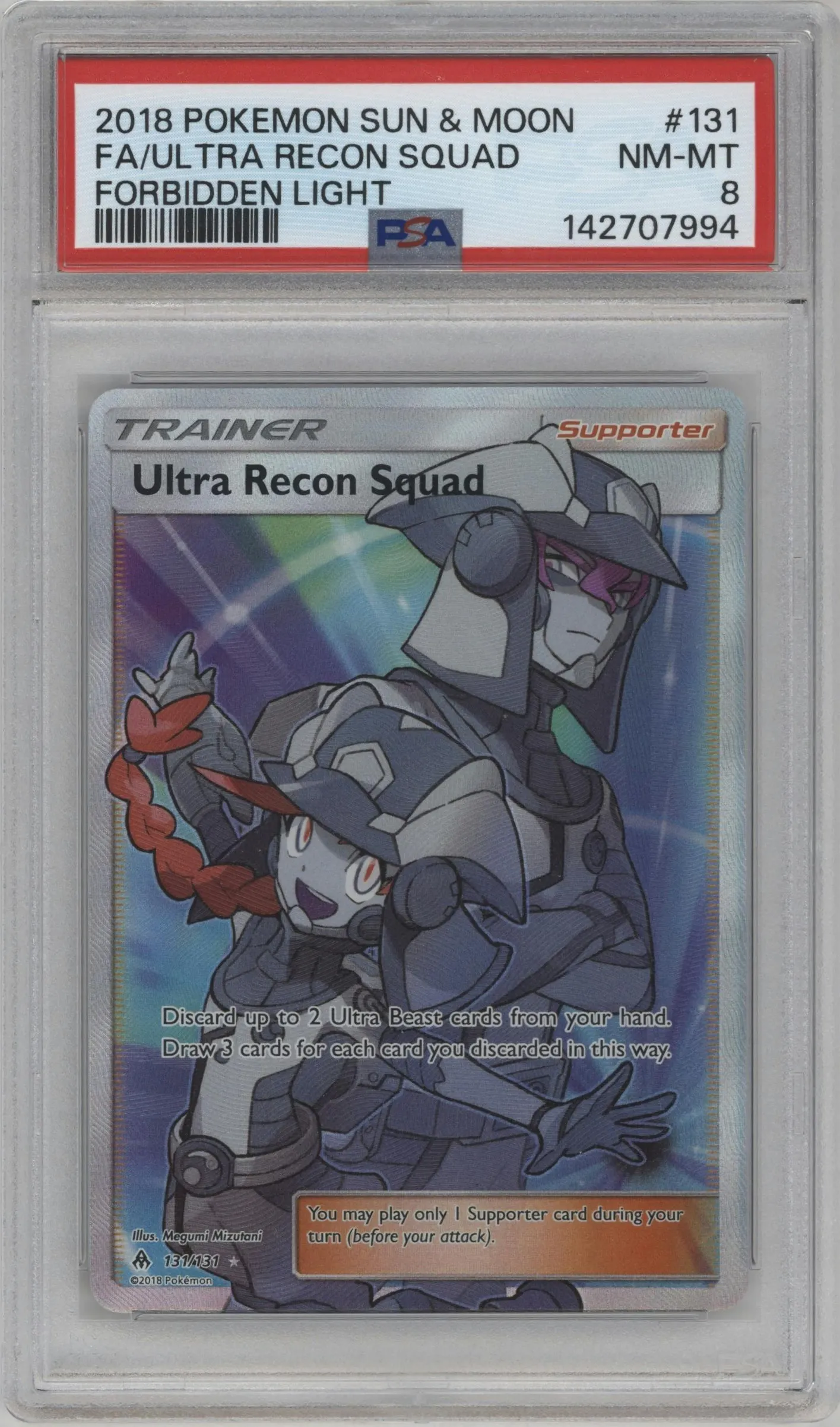 2018 Pokemon S&M Forbidden Light Ultra Recon Squad #131 PSA 8