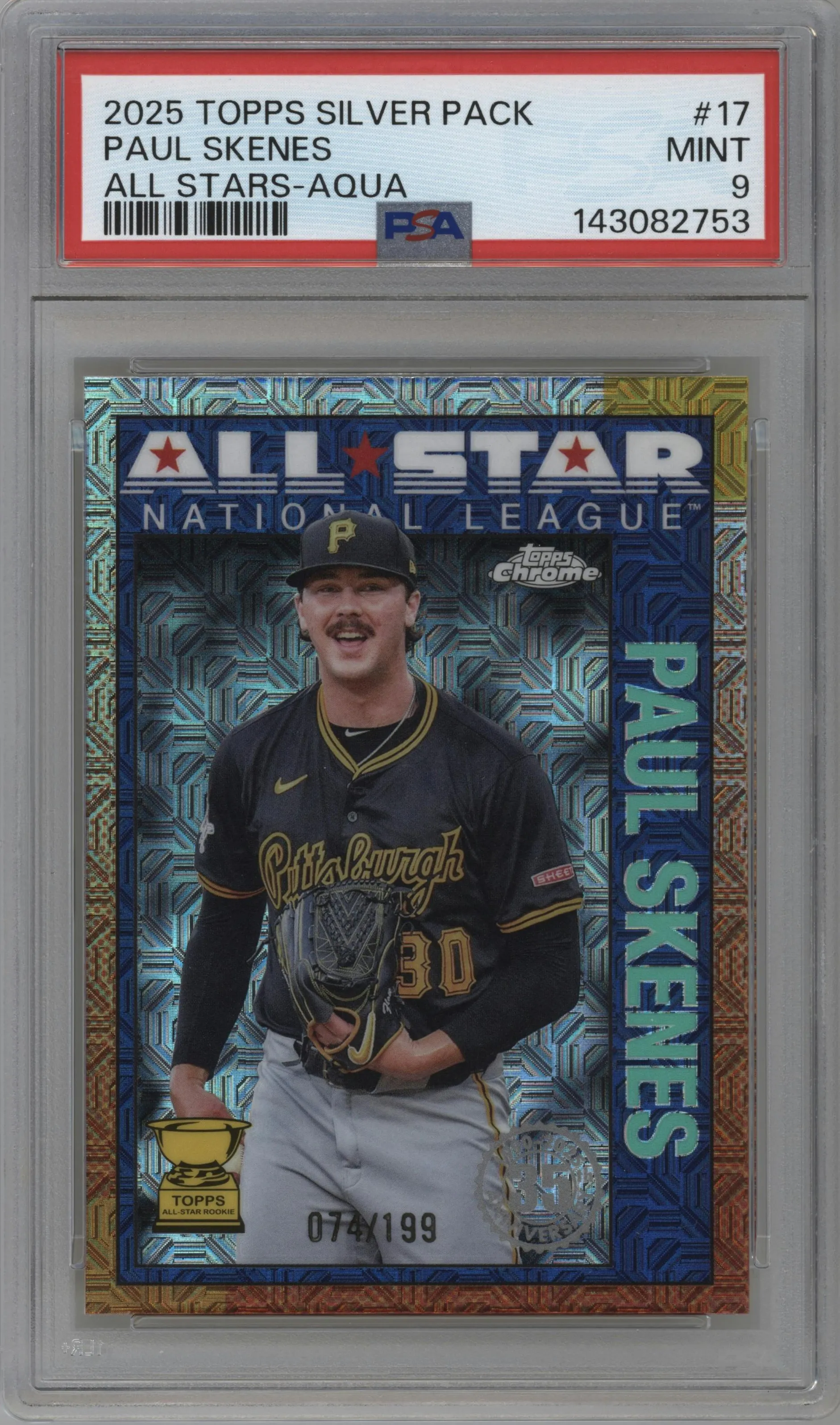 2025 Topps '90 35th Anniv.Chr.AS Paul Skenes Aqua Refractor #90ASC-17 PSA 9