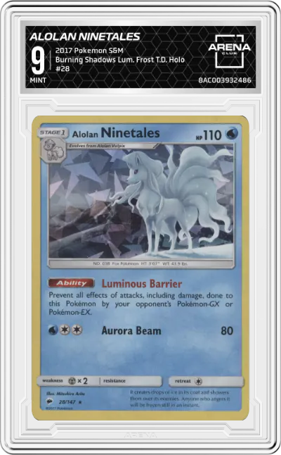 2017 Pokemon S&M Burning Shadows Alolan Ninetales Luminous Frost Theme Deck #28 ARENA CLUB 9