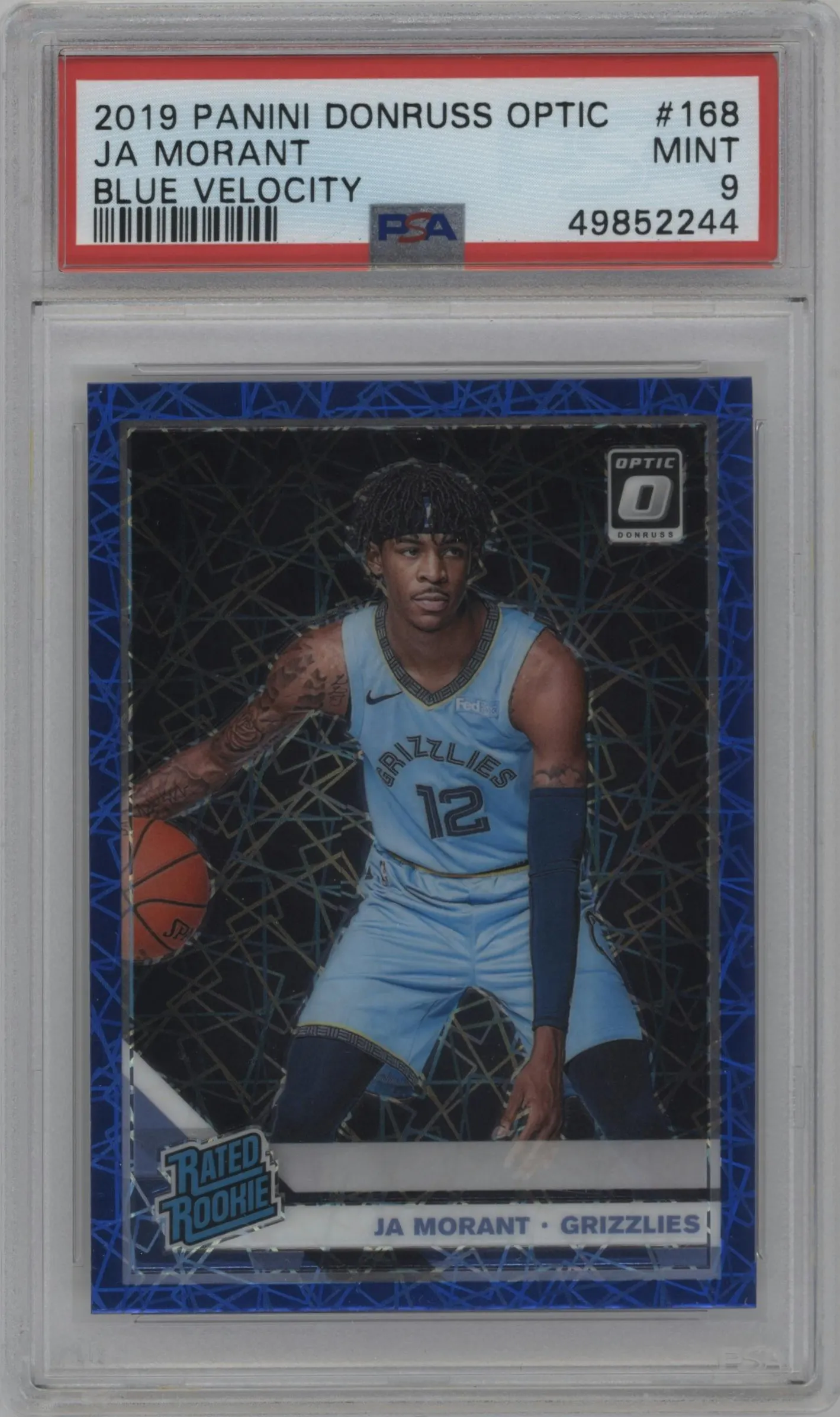 2019 Panini Donruss Optic Rated Rookie Ja Morant Blue Velocity PSA 9