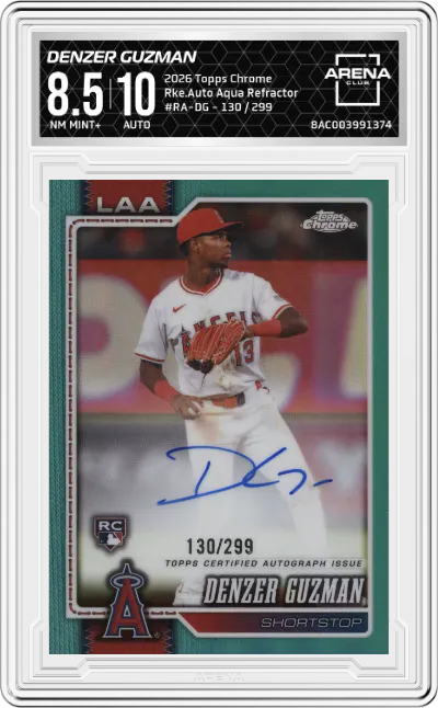 2026 Topps Chrome Rke.Auto Denzer Guzman Aqua Refractor #RA-DG ARENA CLUB 8.5