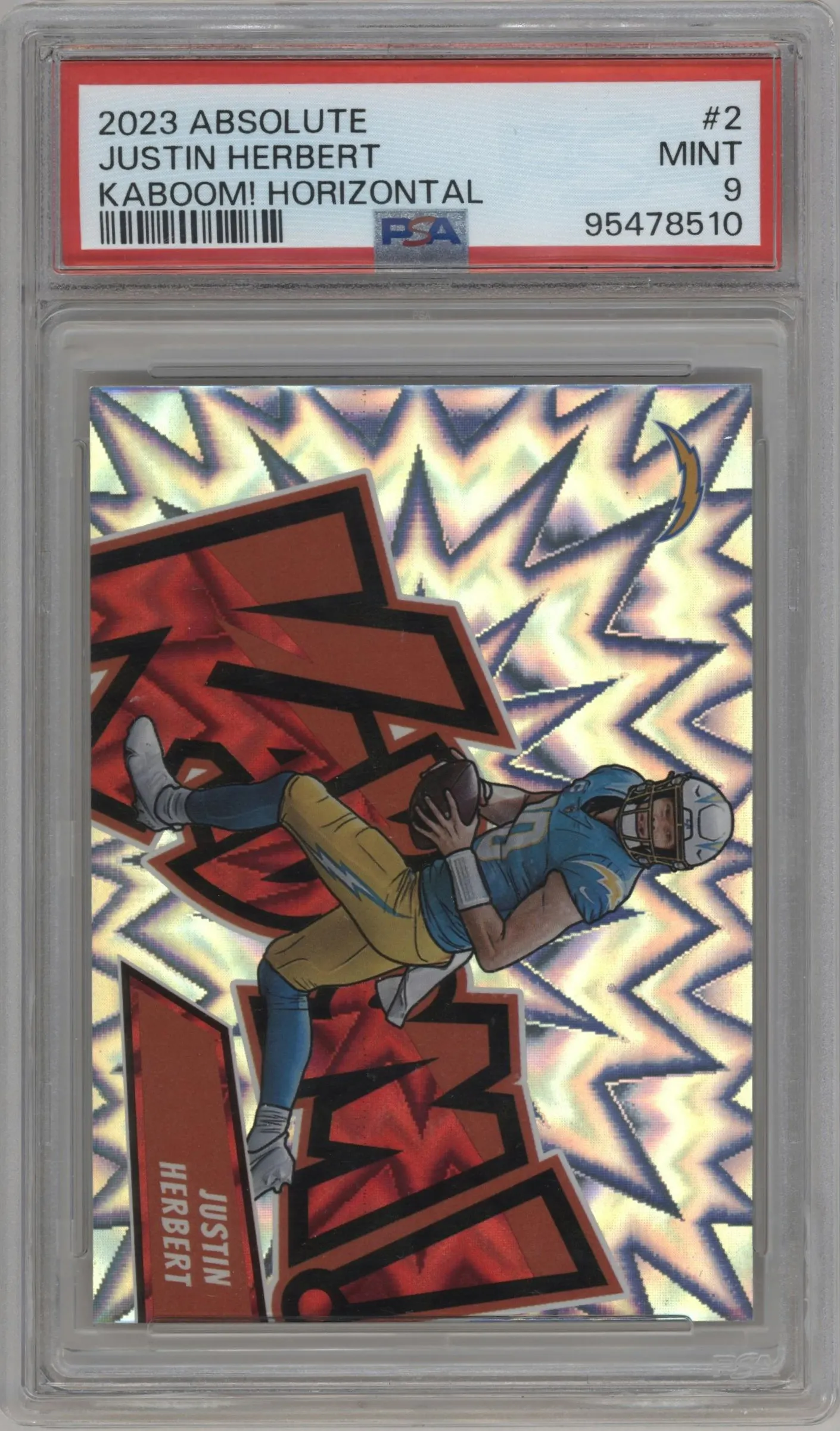 2023 Panini Absolute Kaboom! Horizontal Justin Herbert #2 PSA 9