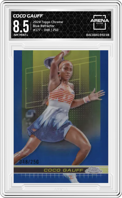 2024 Topps Chrome Coco Gauff Blue Refractor #177 ARENA CLUB 8.5