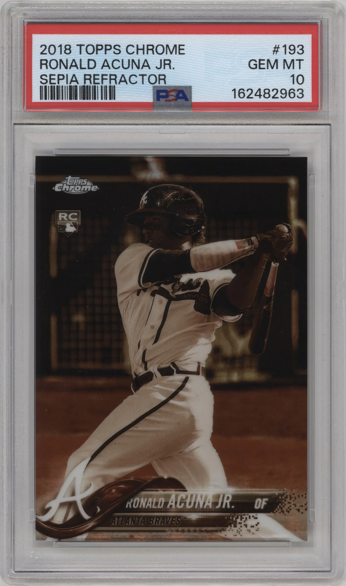 2018 Topps Chrome Ronald Acuna Jr. Sepia Refractor #193 PSA 10