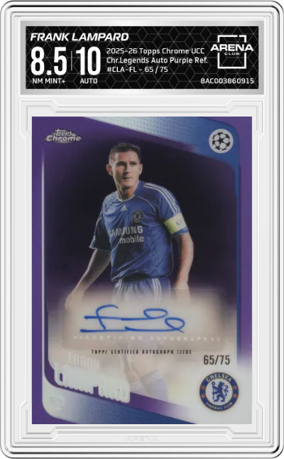 2025 Topps Chrome UEFA Club Competitions Chr.Legends Auto Frank Lampard Purple Refractor ARENA CLUB 8.5