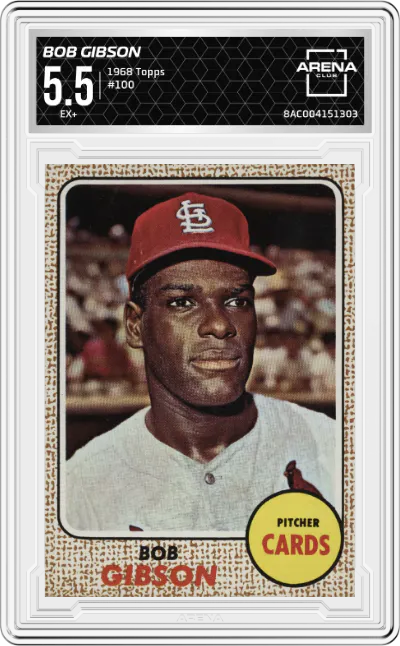 1968 Topps Bob Gibson #100 ARENA CLUB 5.5