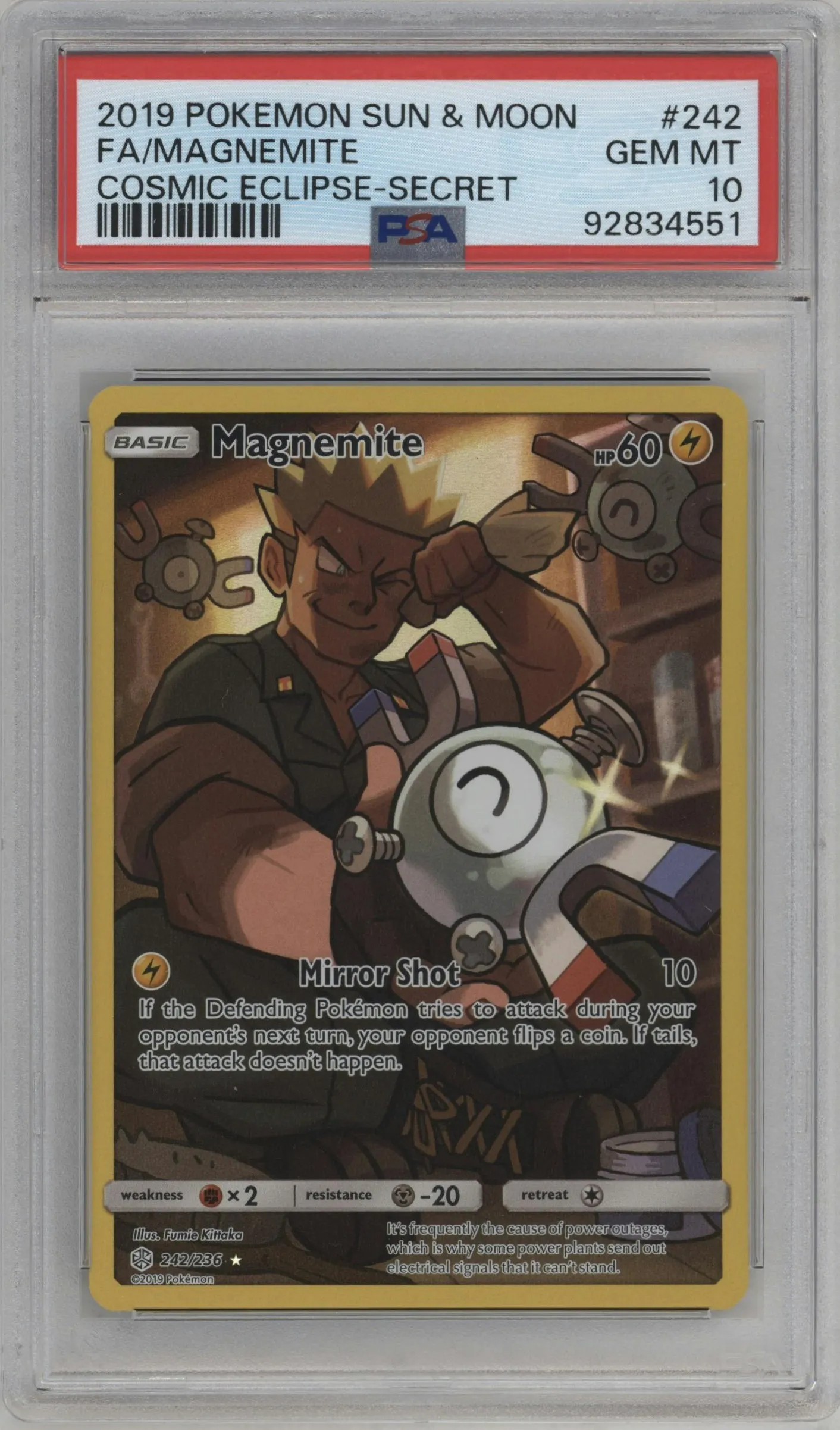 2019 Pokemon S&M Cosmic Eclipse Magnemite #242 PSA 10