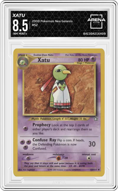 2000 Pokemon Neo Genesis Xatu #52 ARENA CLUB 8.5