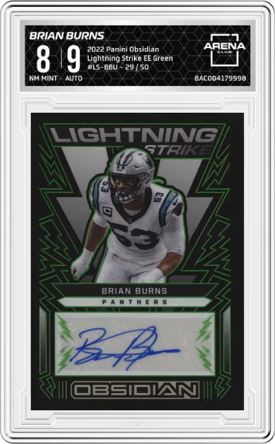 2022 Panini Obsidian Lightning Strike Brian Burns Electric Etch Green #LS-BBU ARENA CLUB 8