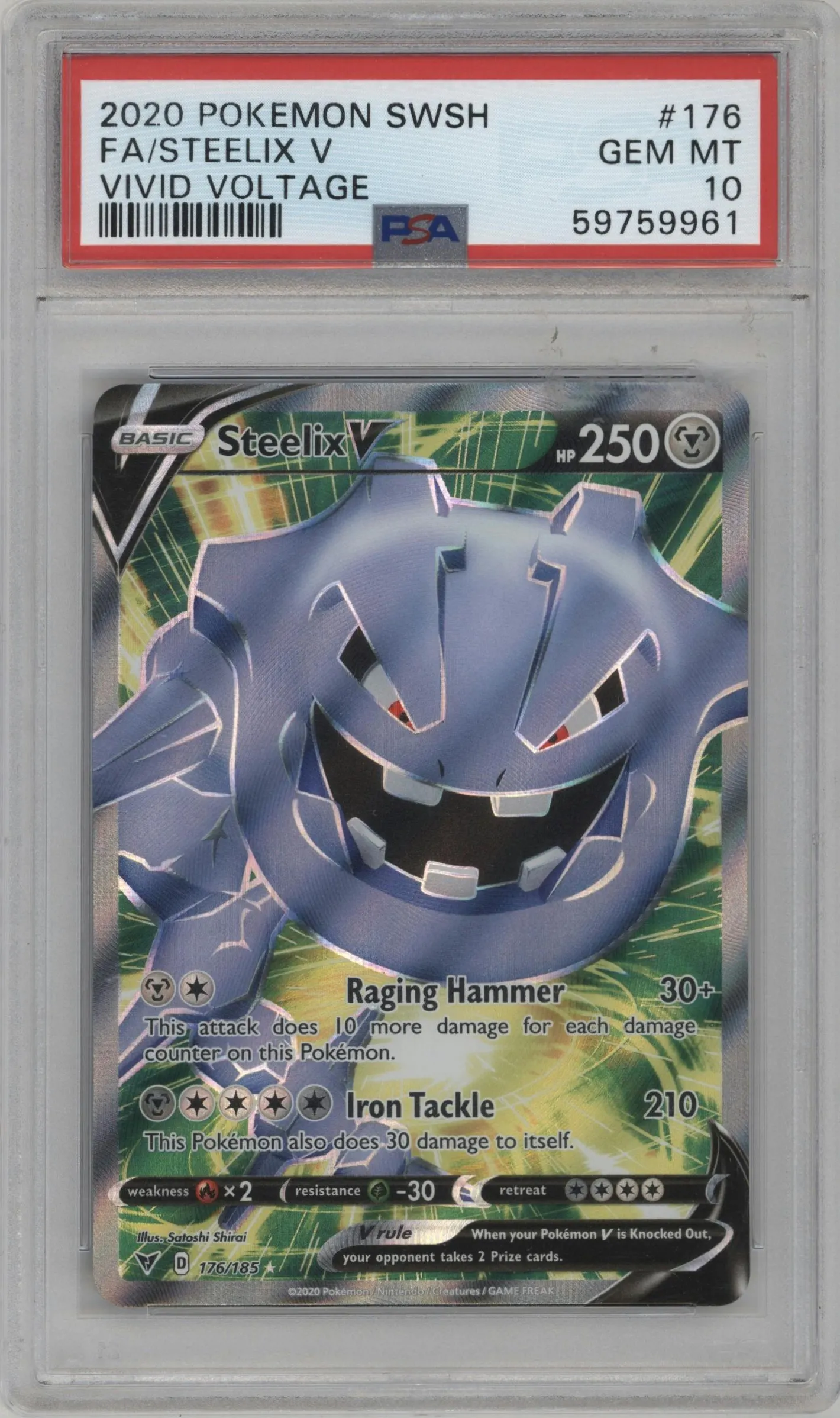 2020 Pokemon SWSH Vivid Voltage Steelix V #176 PSA 10