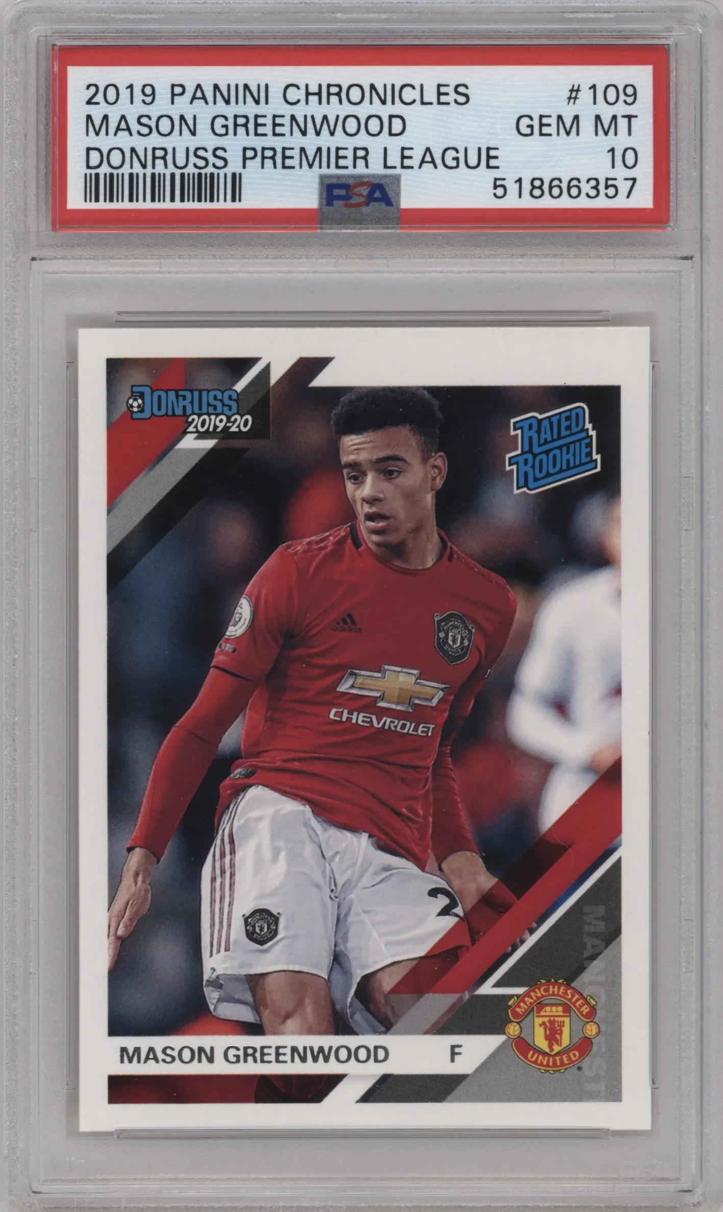 2019 Panini Chronicles Donruss PL Mason Greenwood PSA 10