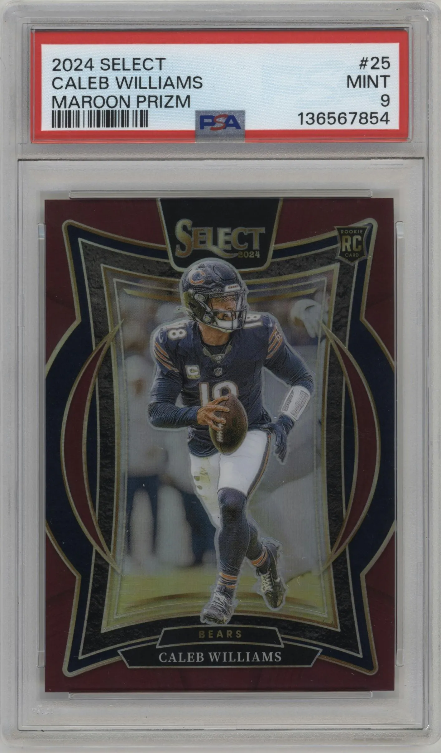2024 Panini Select Caleb Williams Maroon Prizm #25 PSA 9