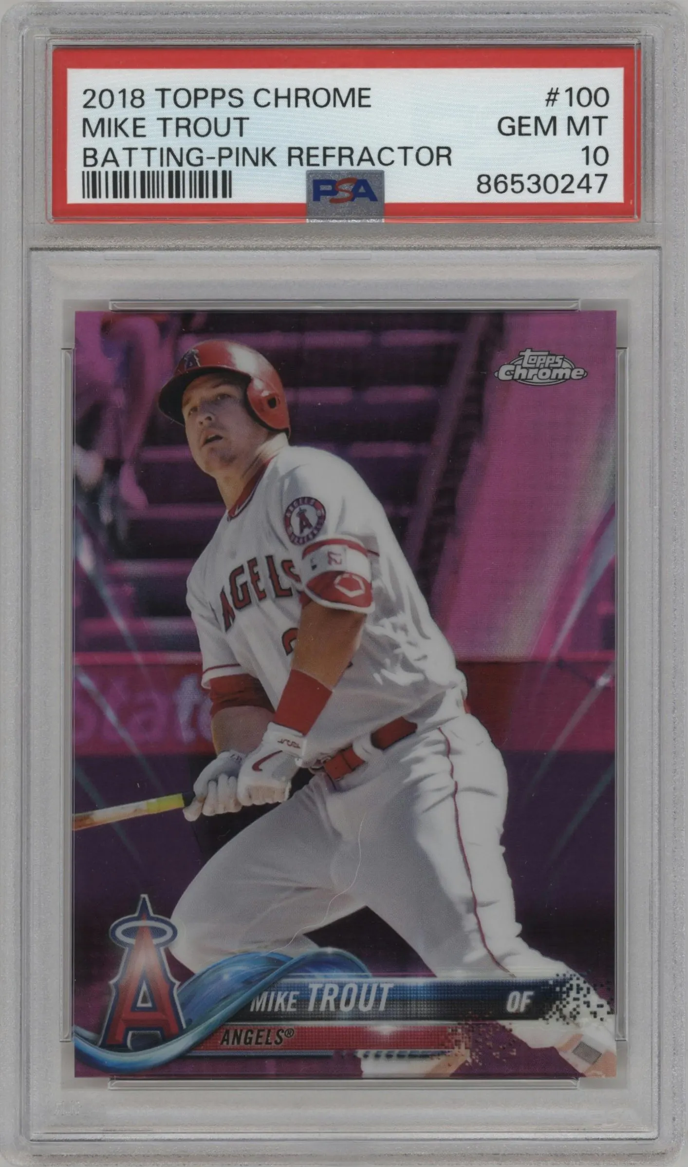 2018 Topps Chrome Mike Trout Pink Refractor #100 PSA 10
