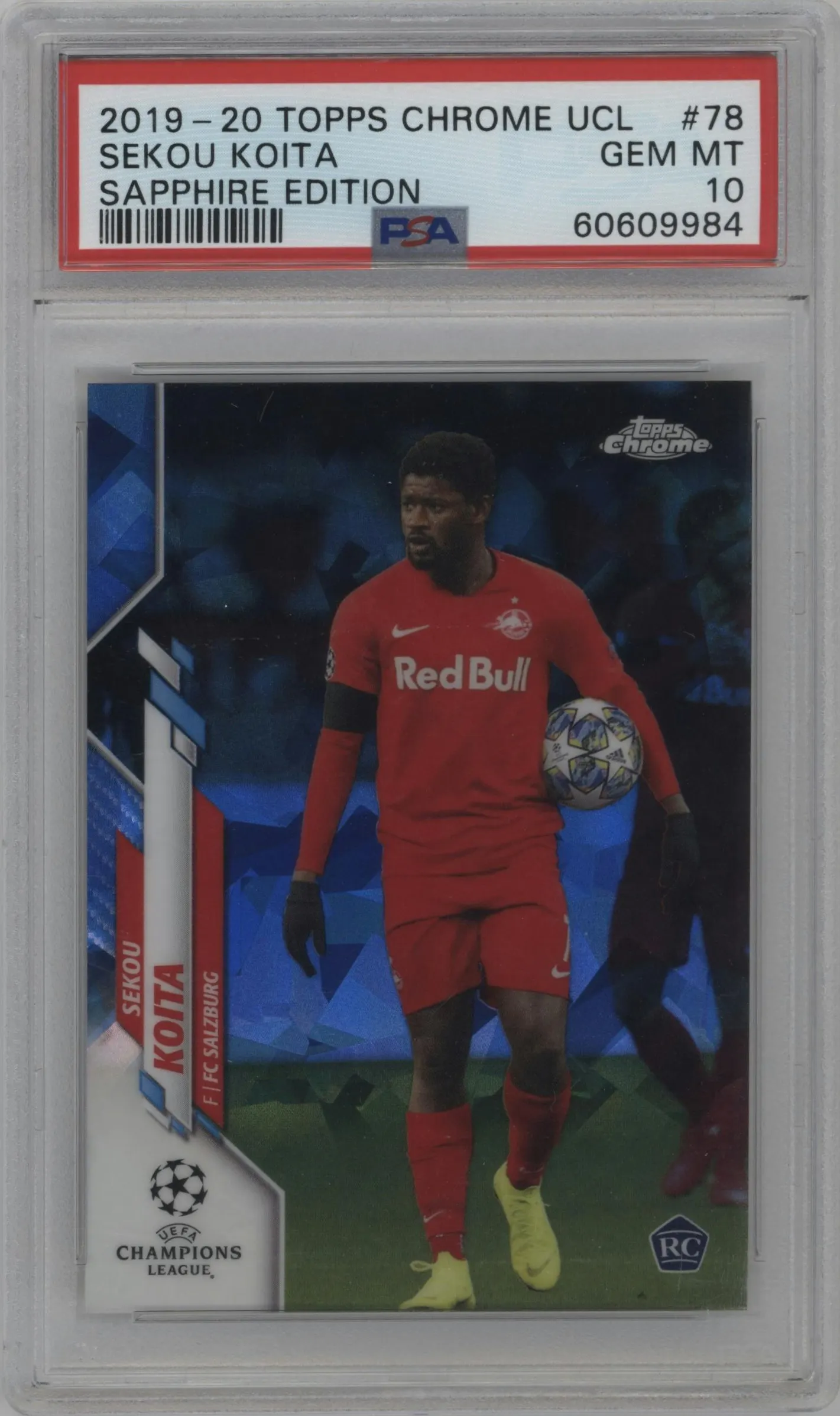 2019 Topps Chrome Sapphire Edition UEFA Champions League Sekou Koita PSA 10