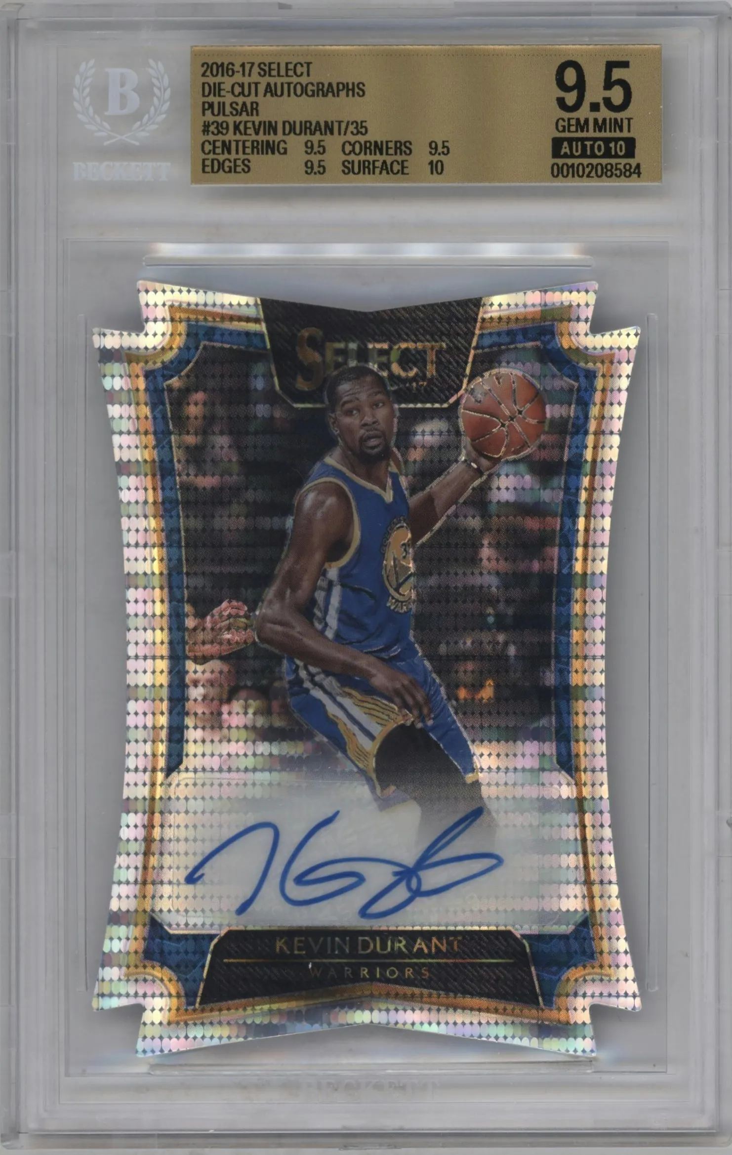 2016 Panini Select Die-Cut Auto Kevin Durant Pulsar #39 BGS 9.5