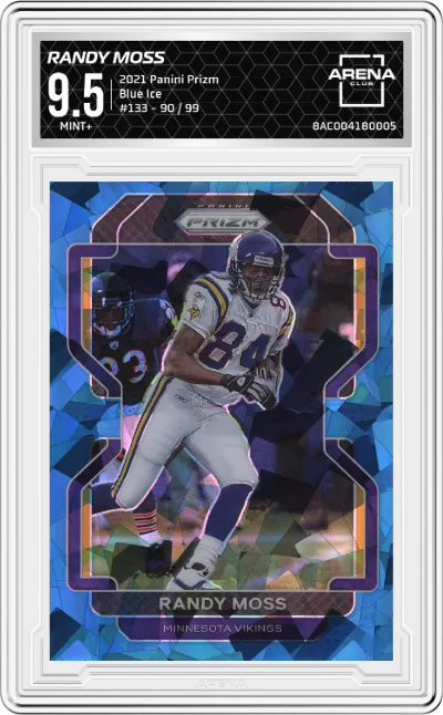 2021 Panini Prizm Randy Moss Blue Ice #133 ARENA CLUB 9.5