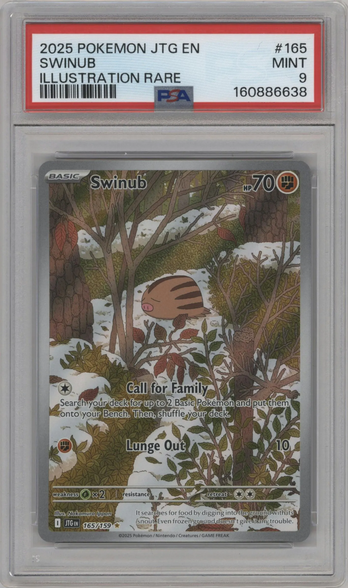 2025 Pokemon SV Journey Together Swinub #165 PSA 9