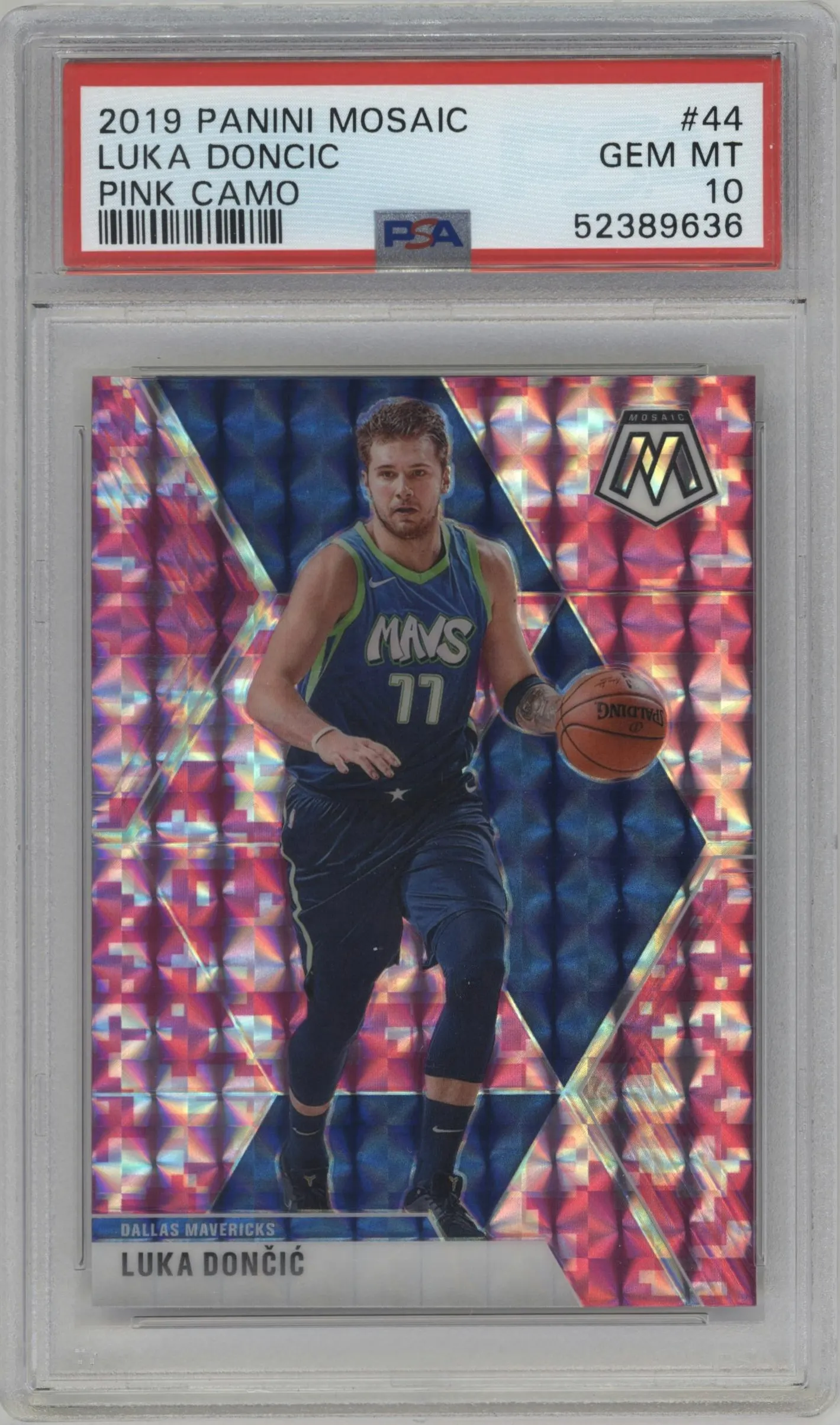 2019 Panini Mosaic Luka Doncic Pink Camo #44 PSA 10