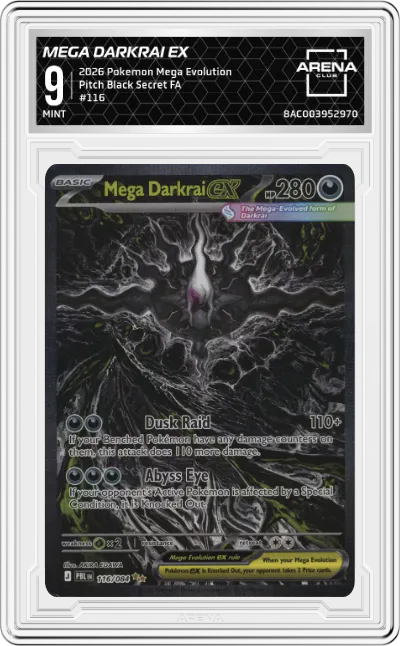 2026 Pokemon Mega Evolution Pitch Black Mega Darkrai ex #116 ARENA CLUB 9