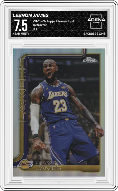 2025 Topps Chrome Update LeBron James Refractor #1 ARENA CLUB 7.5