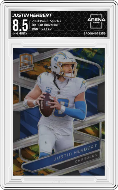 2024 Panini Spectra Justin Herbert Die-Cut Universal #60 ARENA CLUB 8.5