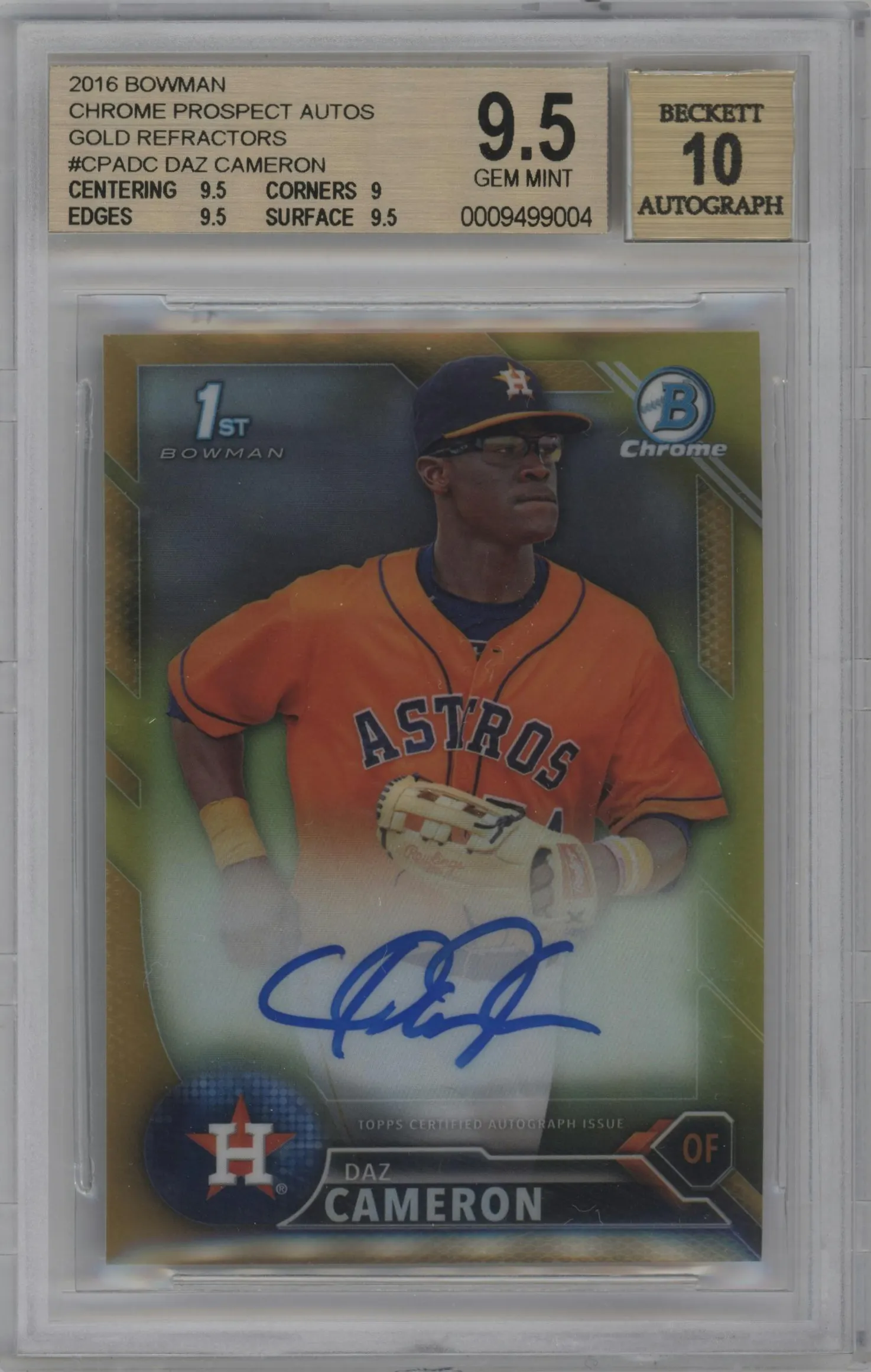 2016 Bowman Chr.Pros.Auto Daz Cameron Gold Refractor #CPA-DC BGS 9.5