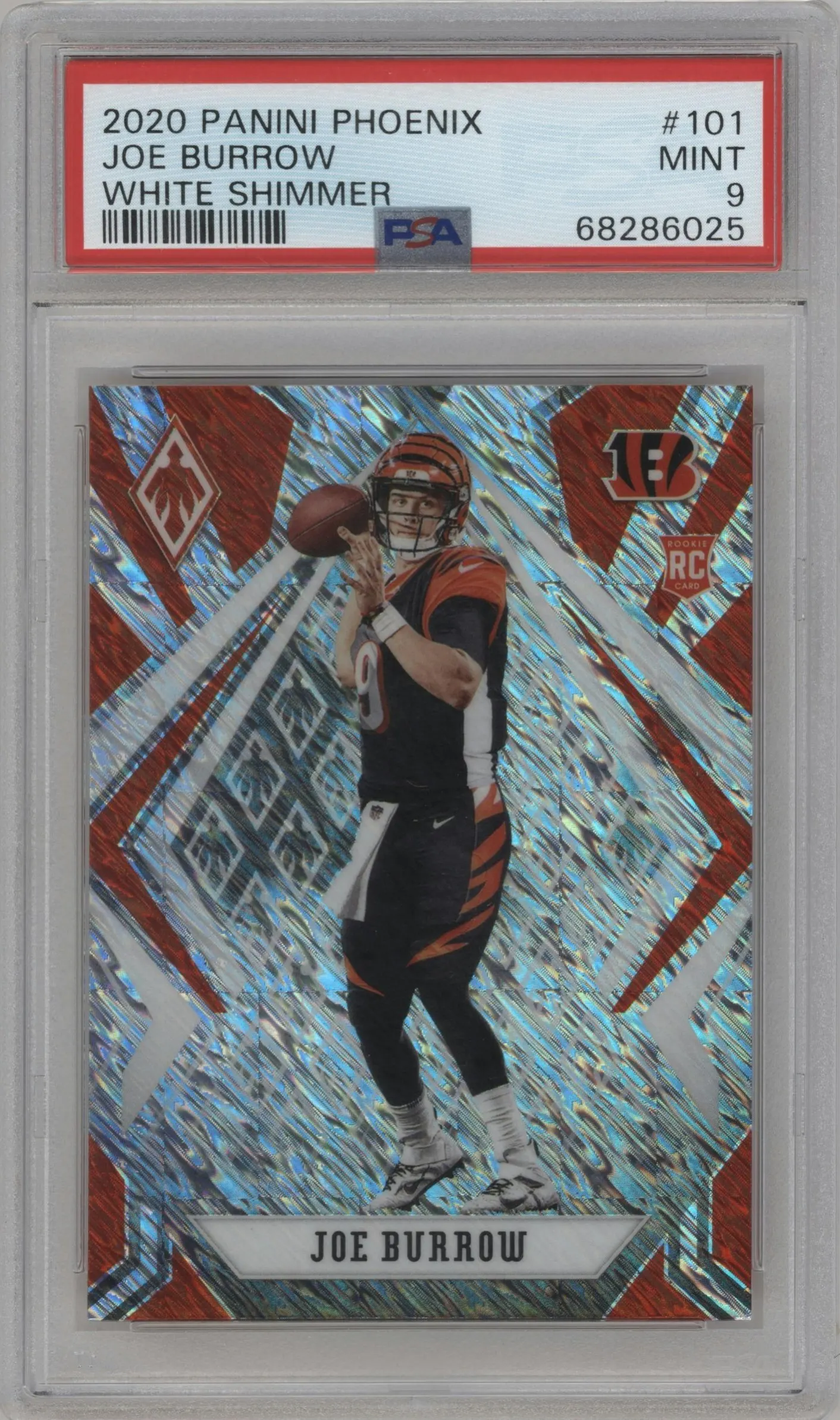 2020 Panini Phoenix Joe Burrow White Shimmer #101 PSA 9