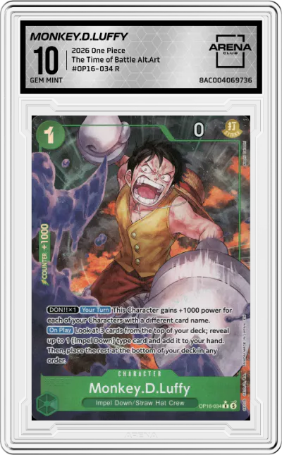2026 One Piece The Time of Battle Monkey.D.Luffy Alternate Art R #OP16-034 R ARENA CLUB 10