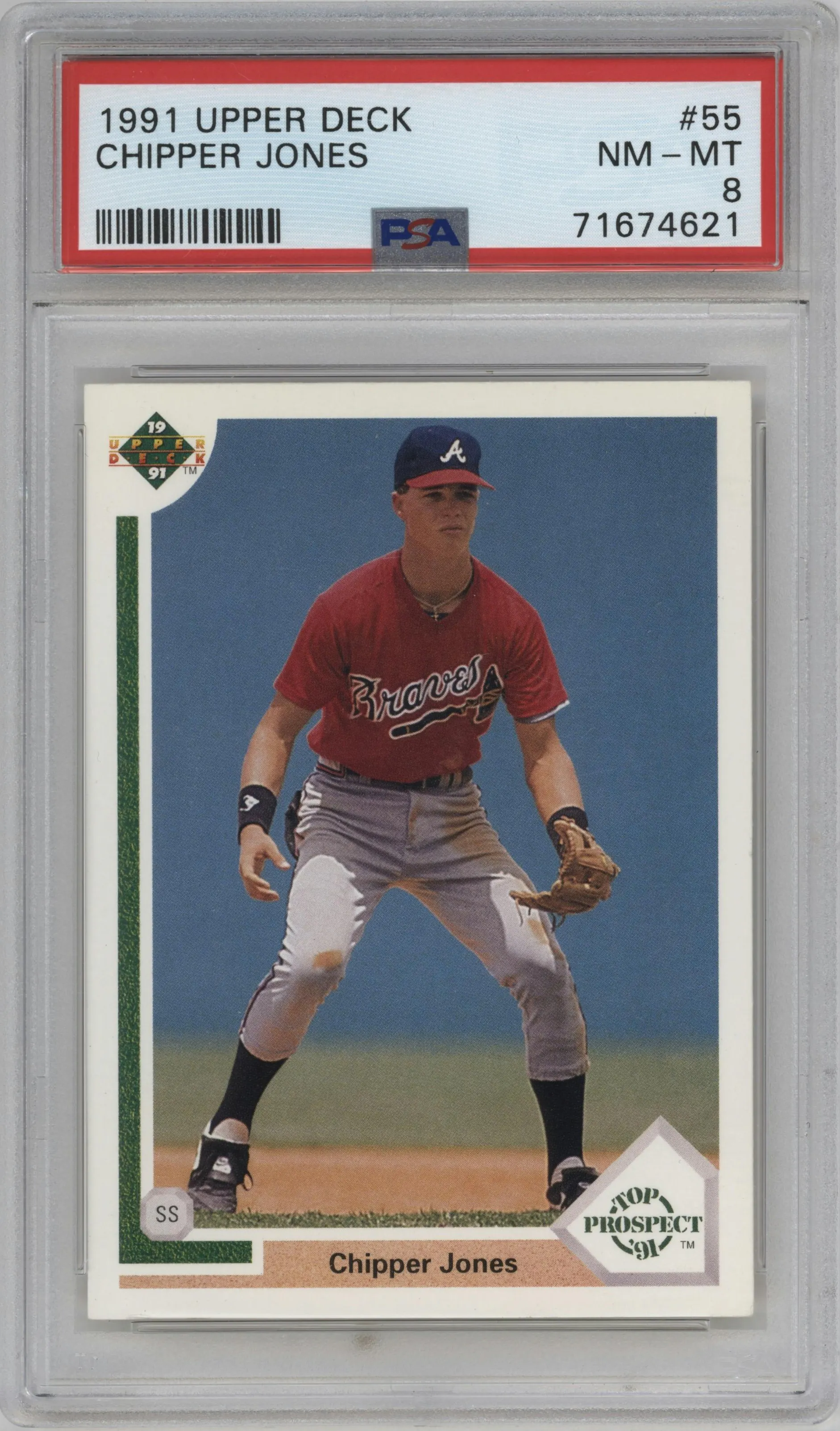 1991 Upper Deck Chipper Jones #55 PSA 8