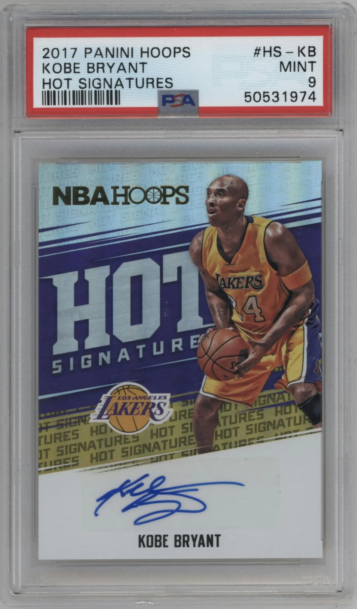 2017 Panini NBA Hoops Hot Sig. Kobe Bryant #HS-KB PSA 9