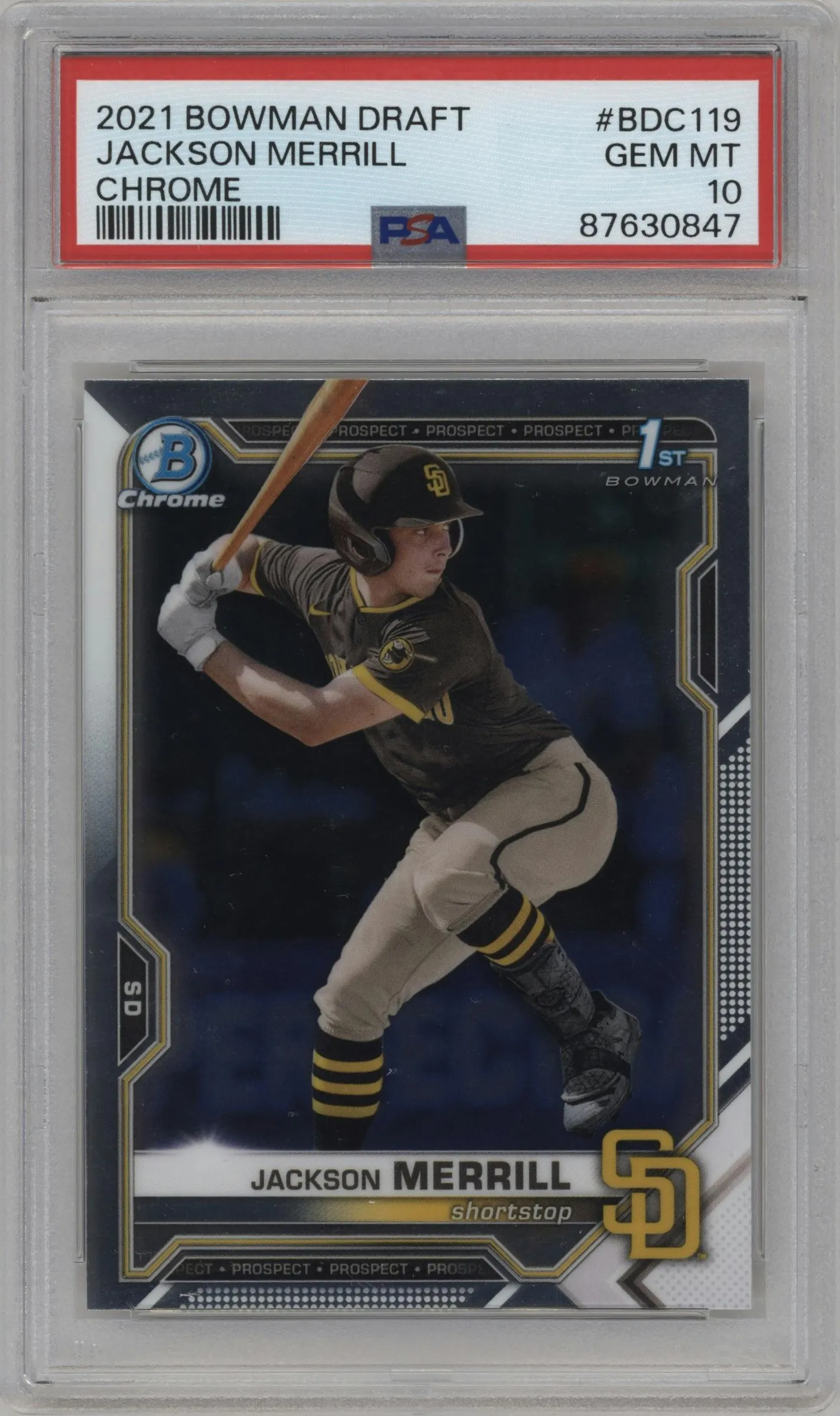 2021 Bowman Draft Chrome Jackson Merrill #BDC-119 PSA 10