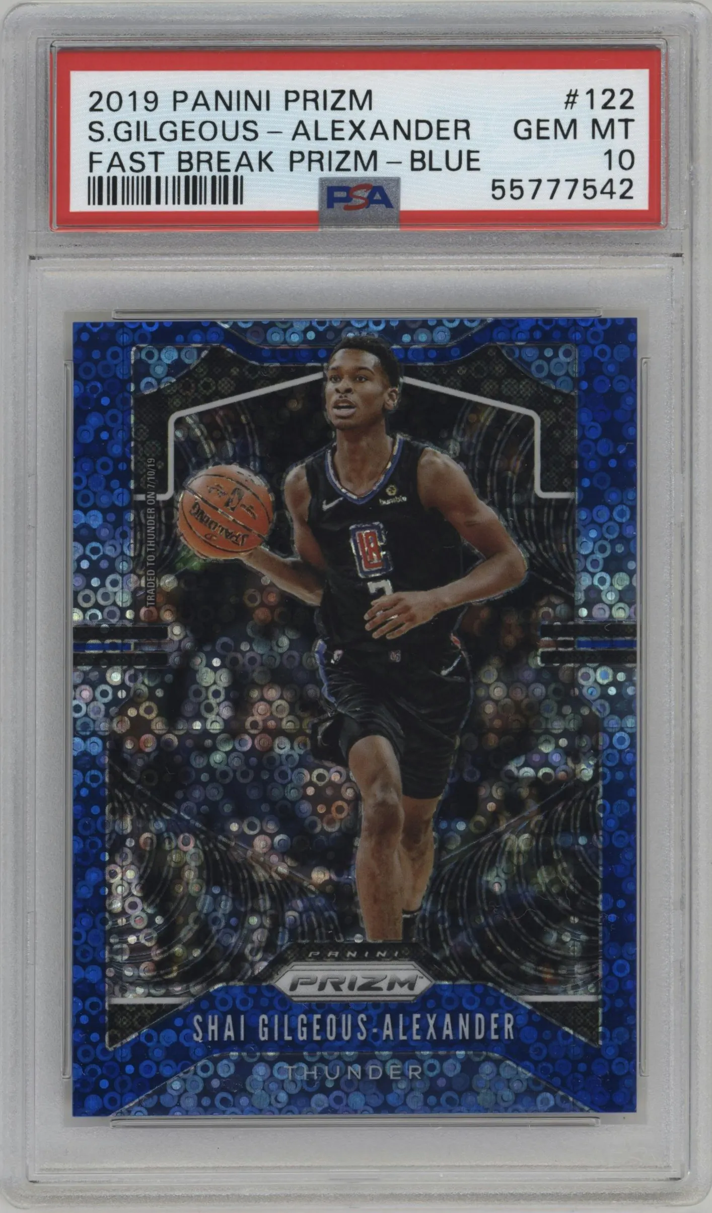2019 Panini Prizm Shai Gilgeous-Alexander Fast Break Blue #122 PSA 10