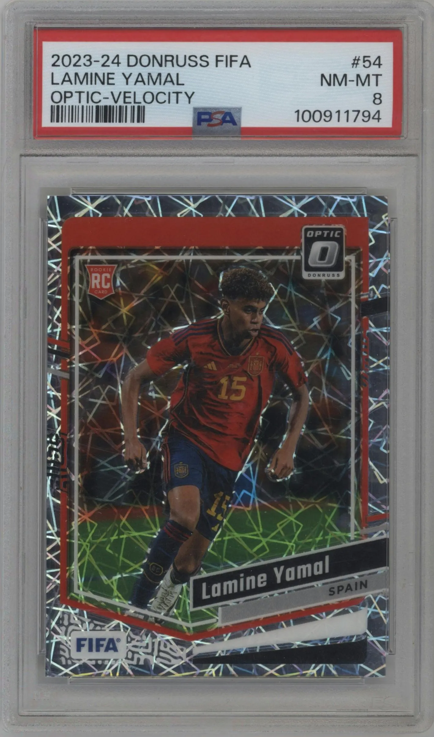 2023 Panini Donruss Optic Lamine Yamal Velocity #54 PSA 8