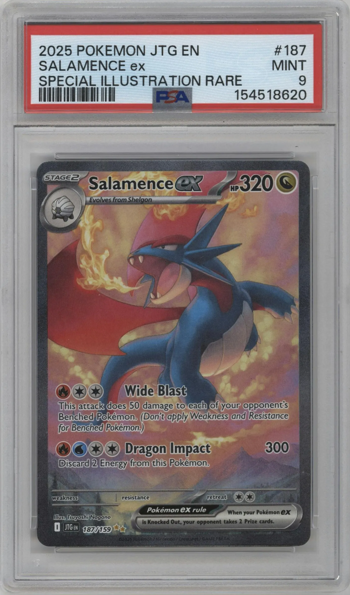 2025 Pokemon SV Journey Together Salamence ex #187 PSA 9