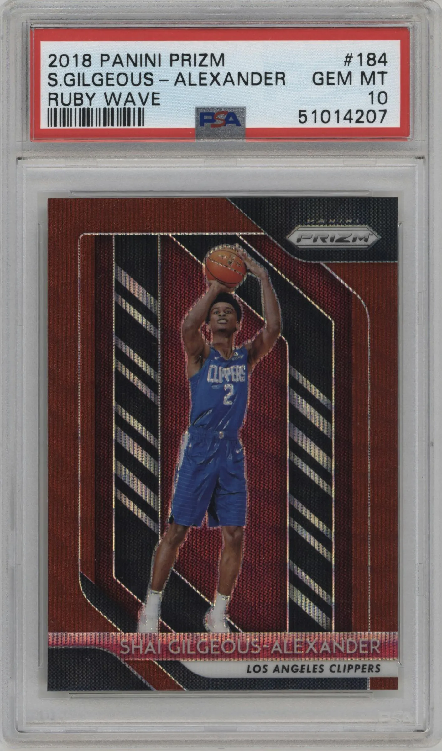 2018 Panini Prizm Shai Gilgeous-Alexander Ruby Wave #184 PSA 10