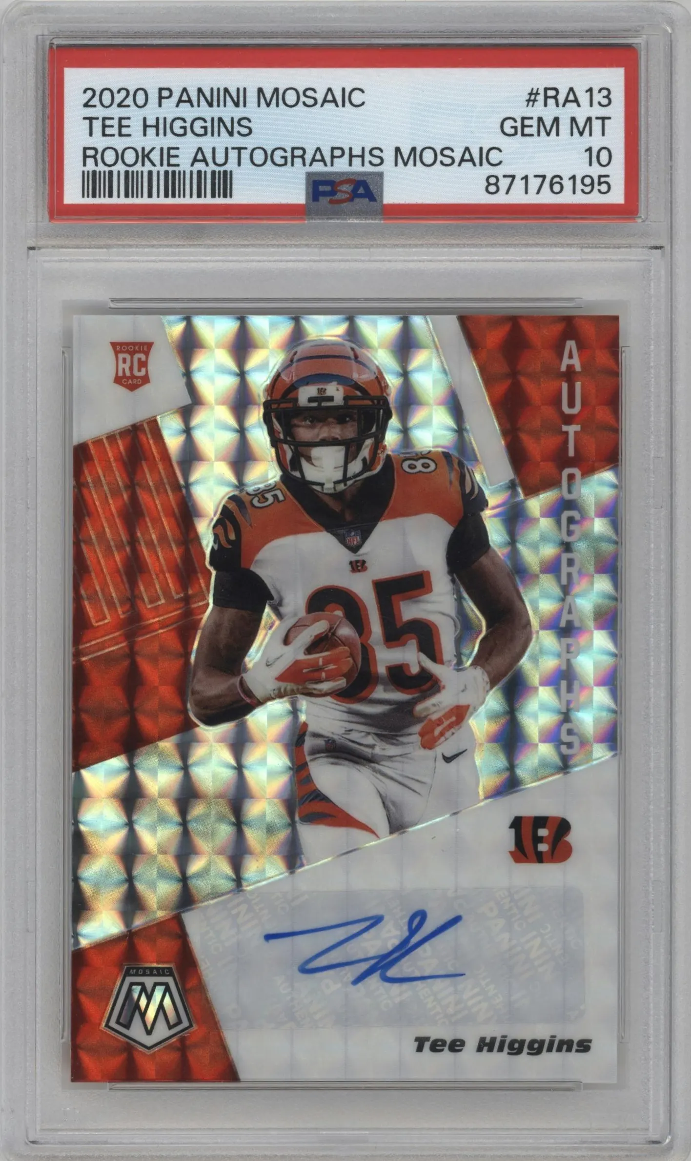 2020 Panini Mosaic Rke.Auto Tee Higgins #RA13 PSA 10
