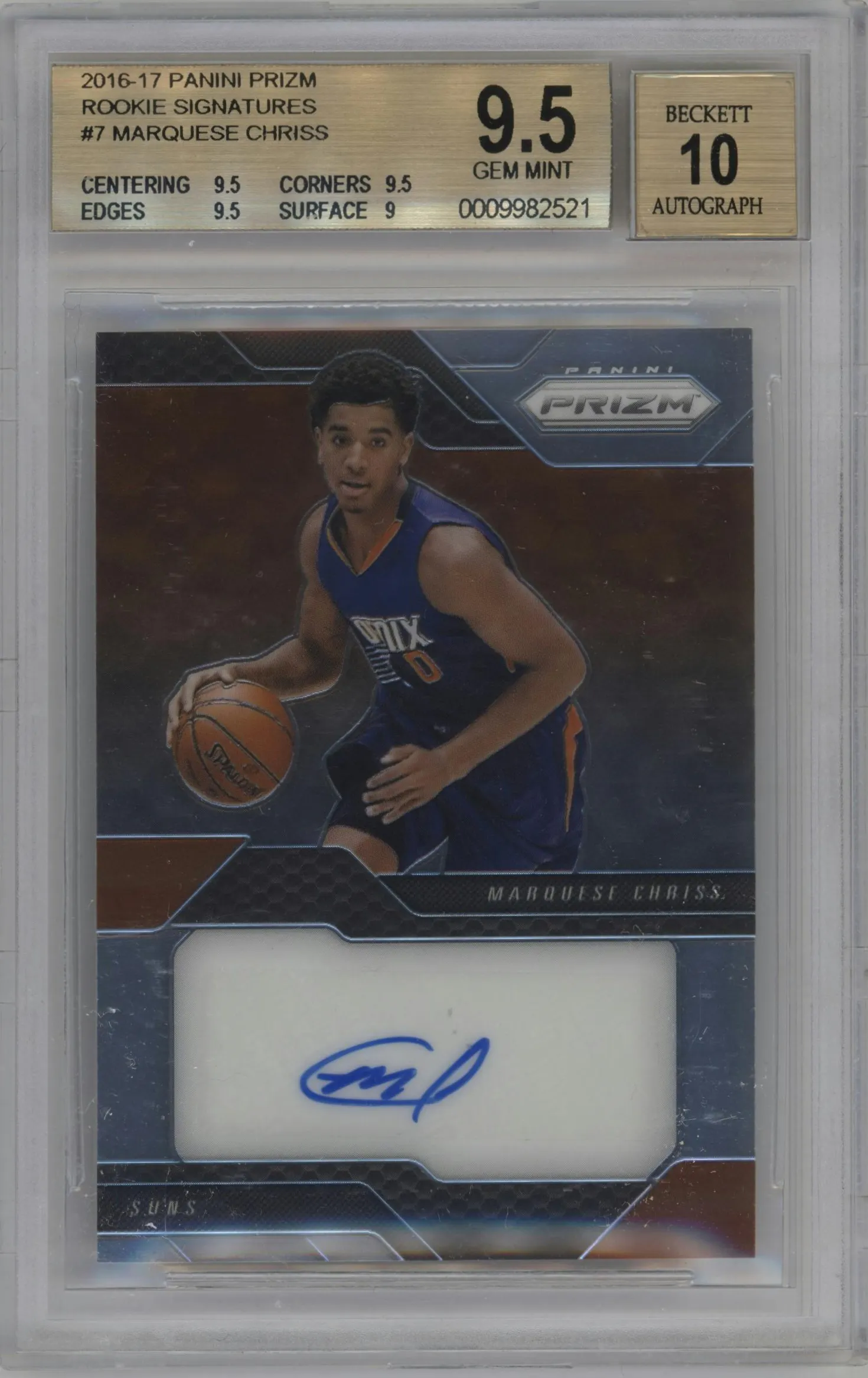 2016 Panini Prizm Rke.Sig. Marquese Chriss #7 BGS 9.5