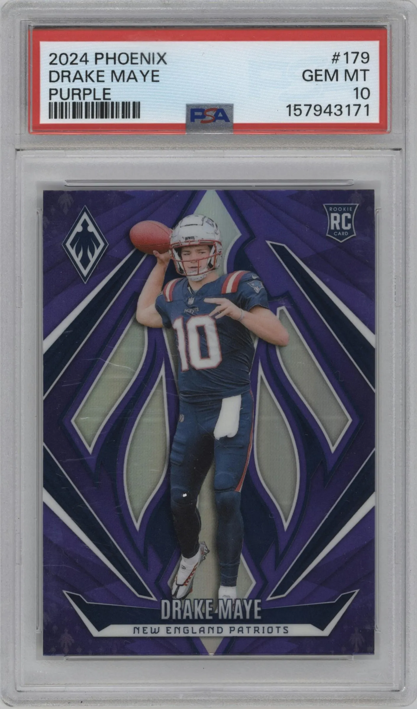 2024 Panini Phoenix Drake Maye Purple PSA 10