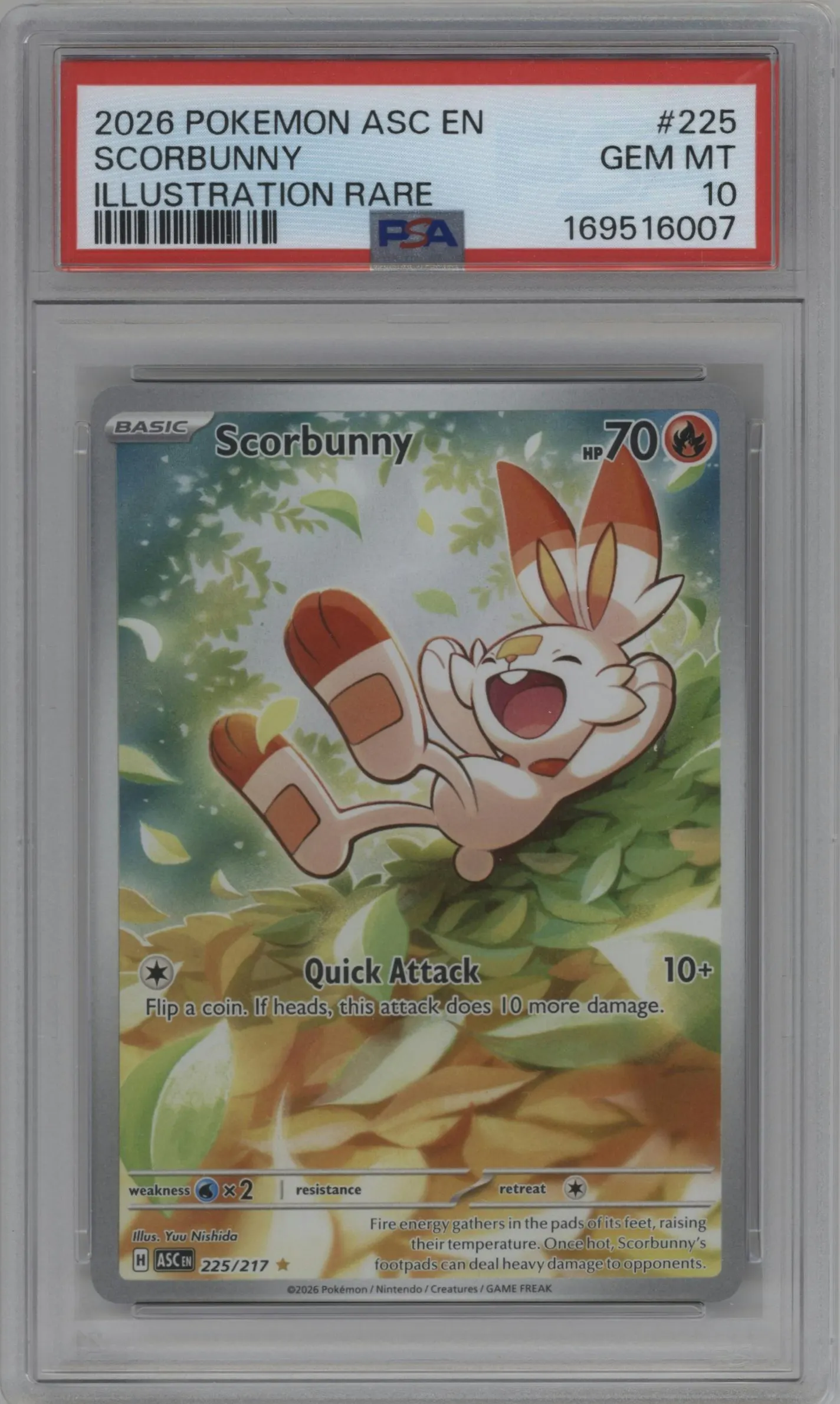 2026 Pokemon Mega Evolution Ascended Heroes Scorbunny #225 PSA 10