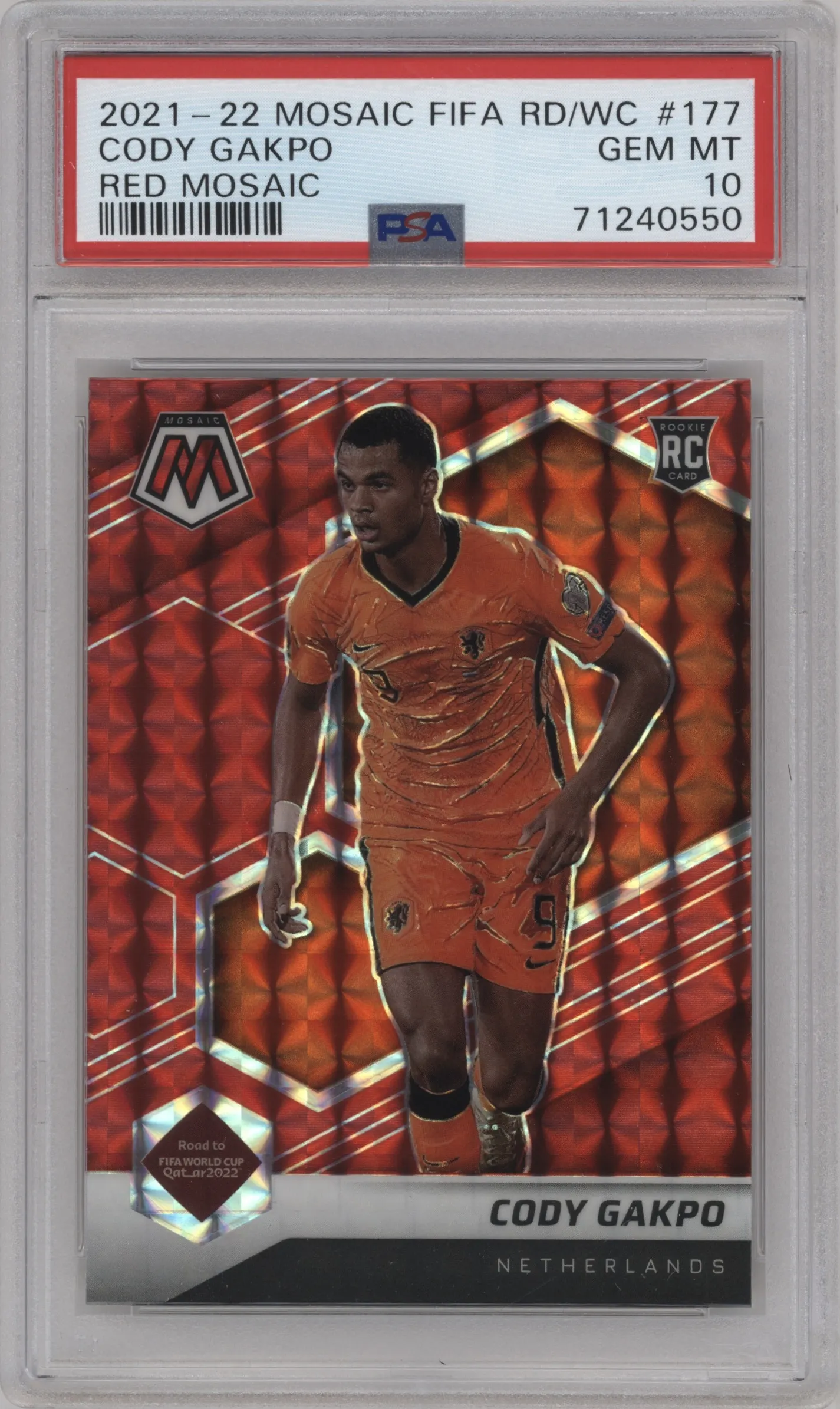 2021 Panini Mosaic Road to FIFA World Cup Cody Gakpo Red Mosaic #177 PSA 10