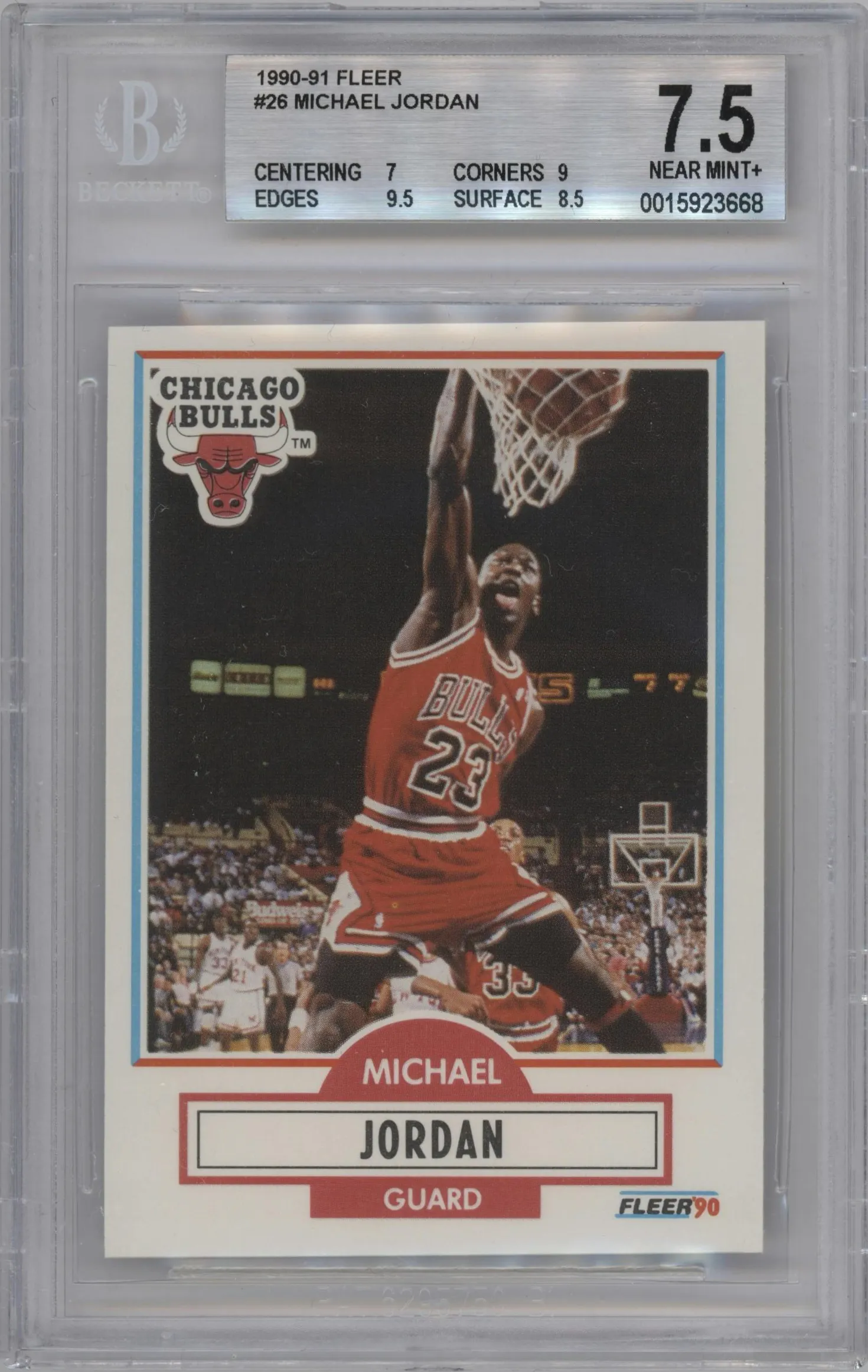 1990 Fleer Michael Jordan #26 BGS 7.5