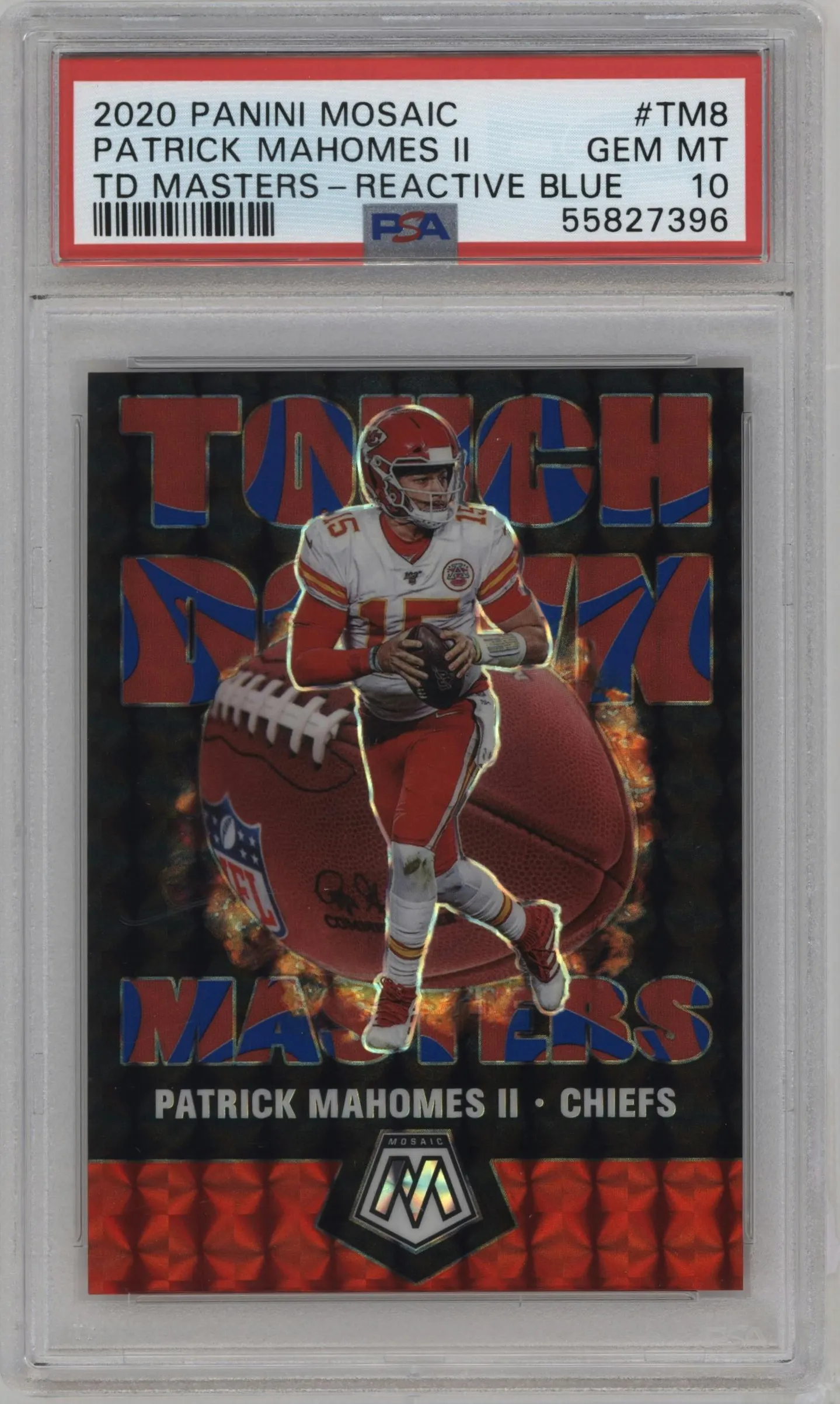 2020 Panini Mosaic Touchdown Masters Patrick Mahomes II Reactive Blue #TM8 PSA 10