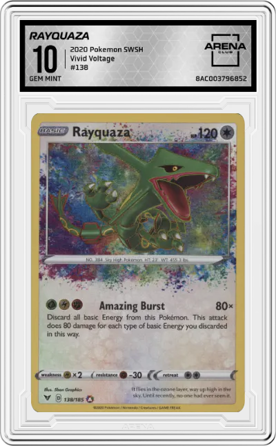 2020 Pokemon SWSH Vivid Voltage Rayquaza ARENA CLUB 10