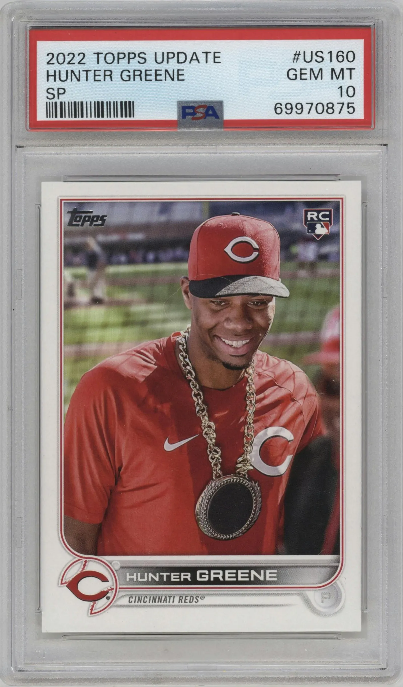2022 Topps Update SP Hunter Greene #US160 PSA 10