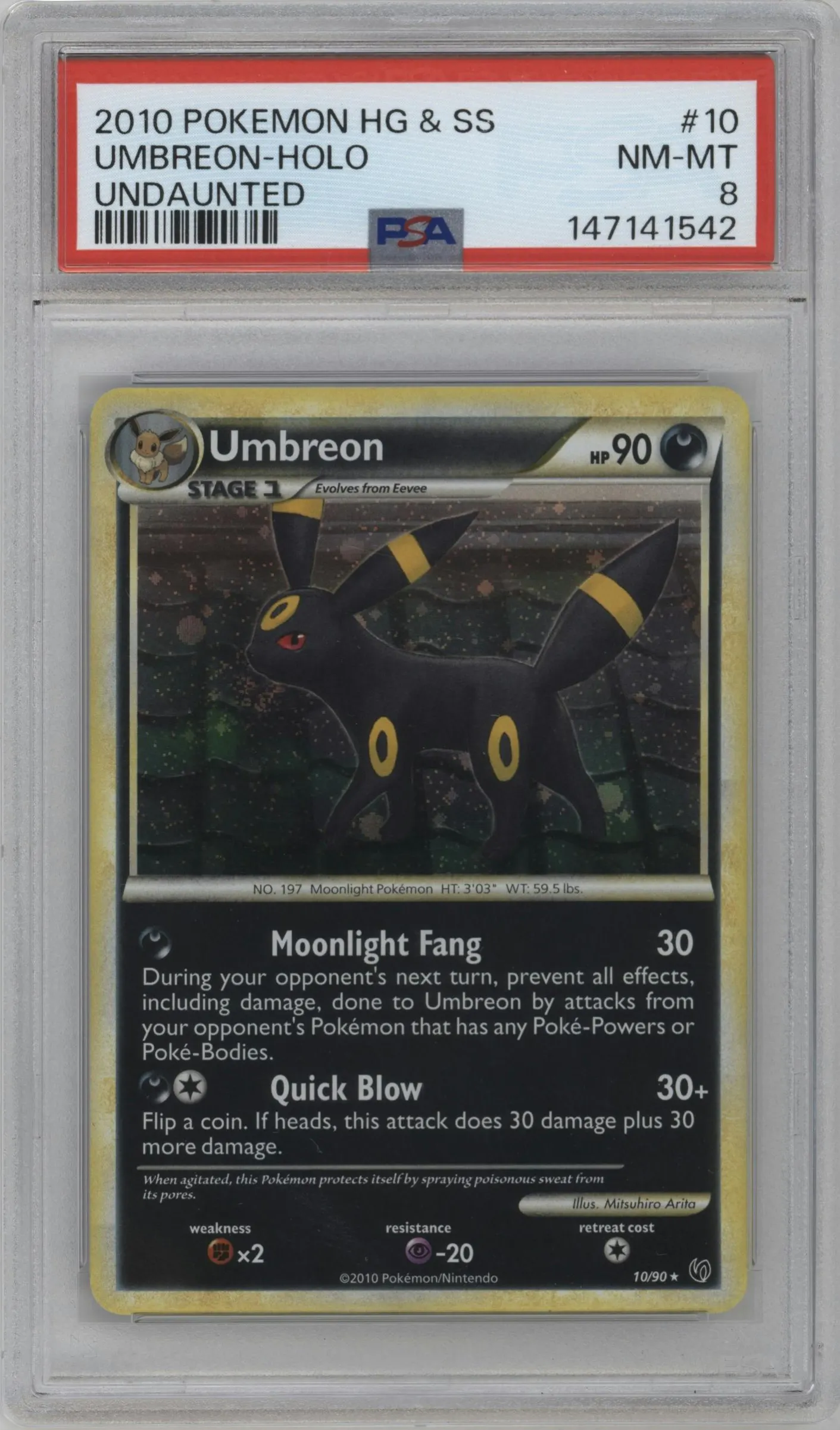 2010 Pokemon HG & SS Undaunted Umbreon #10 PSA 8