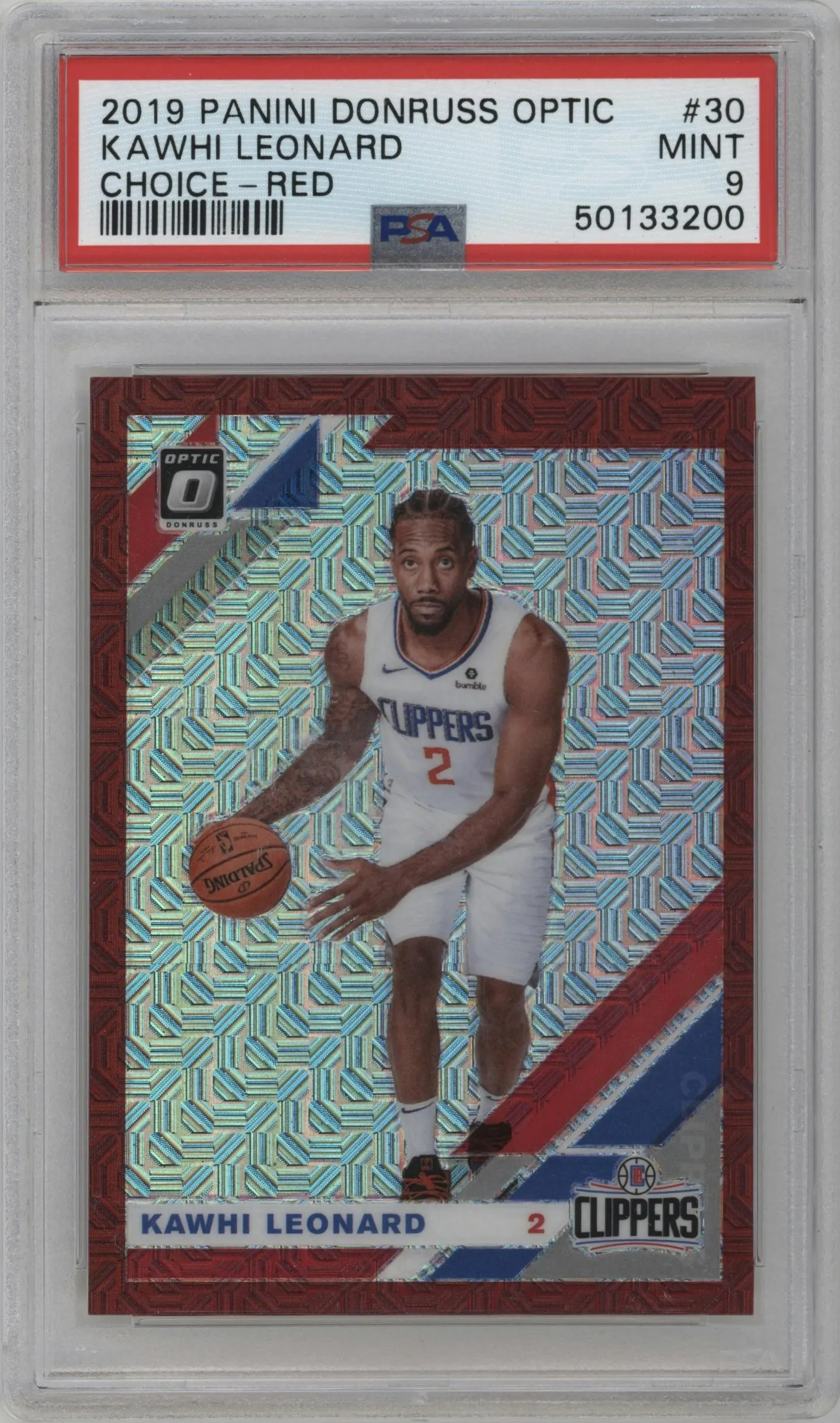 2019 Panini Donruss Optic Kawhi Leonard Choice Red #30 PSA 9