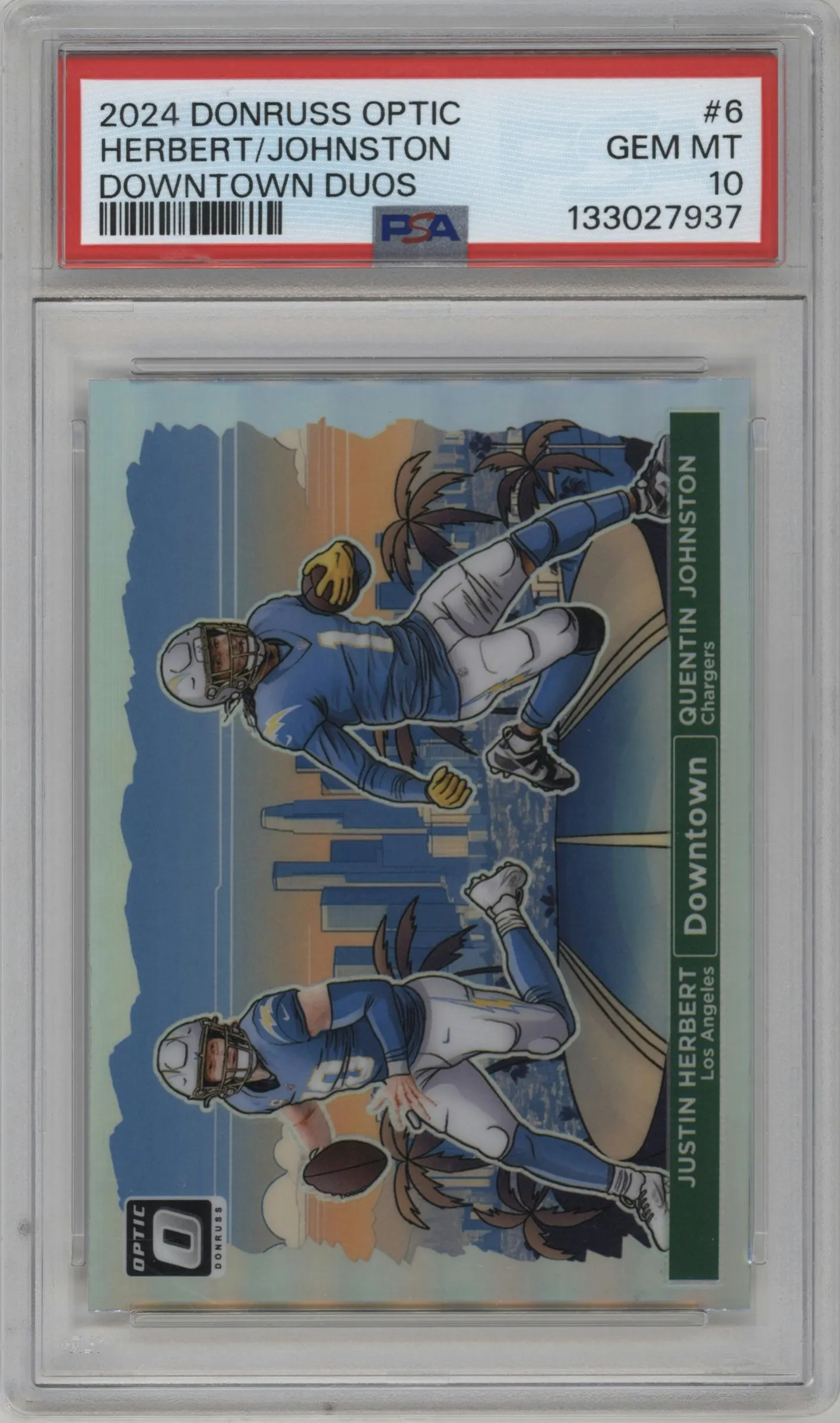 2024 Donruss Optic Downtown Duos Justin Herbert/Quentin Johnston #6 PSA 10