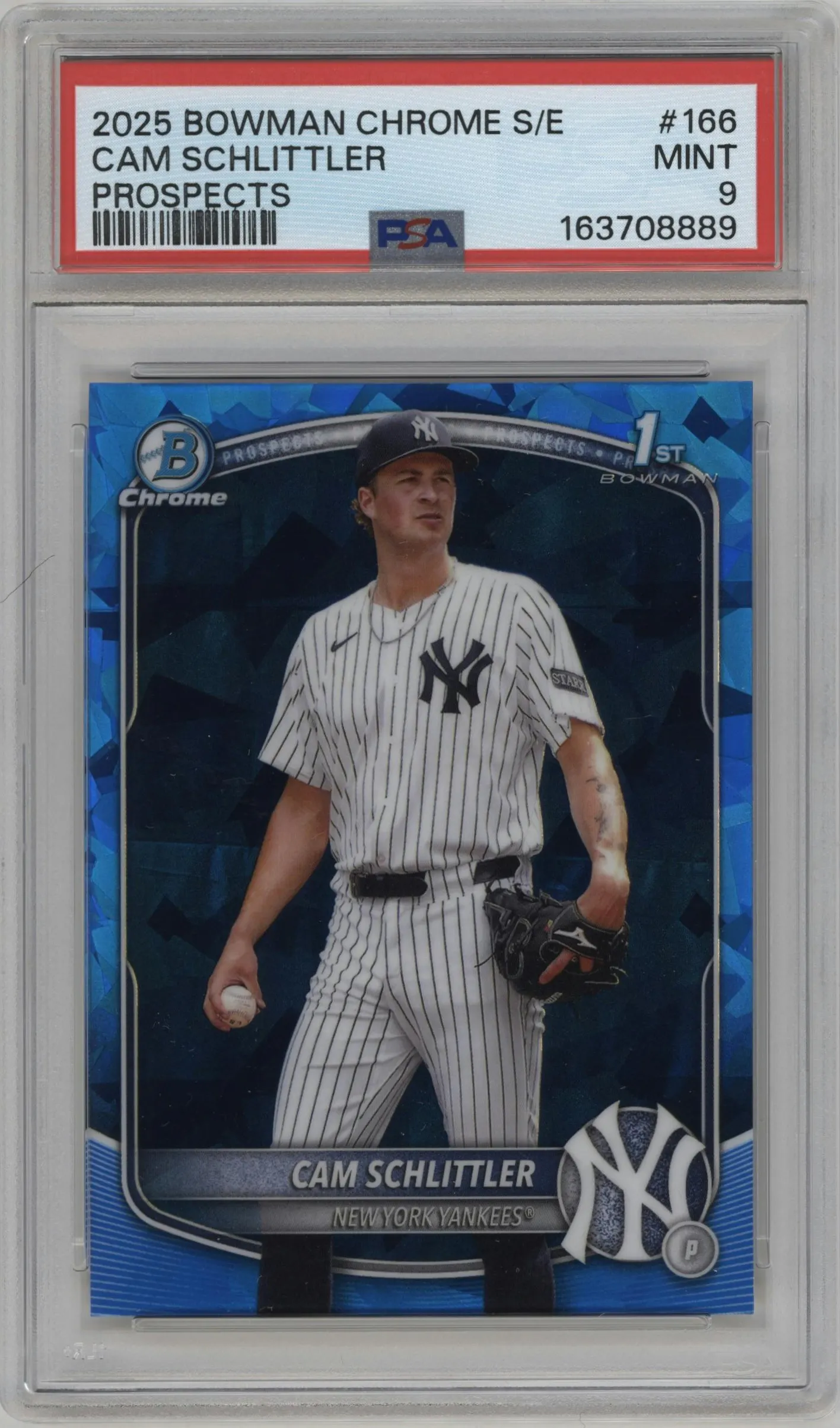 2025 Bowman Chrome Sapphire Chr.Pros. Cam Schlittler #BCP-166 PSA 9